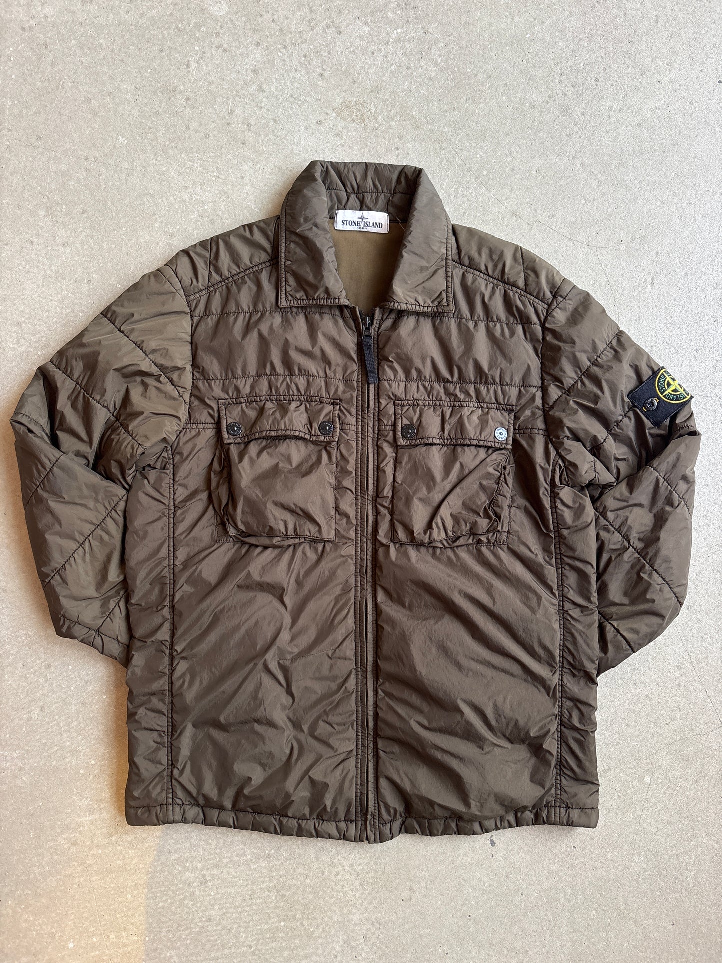 Stone Island Micro Yarn Cotton Lined Overshirt Jacket Brown M