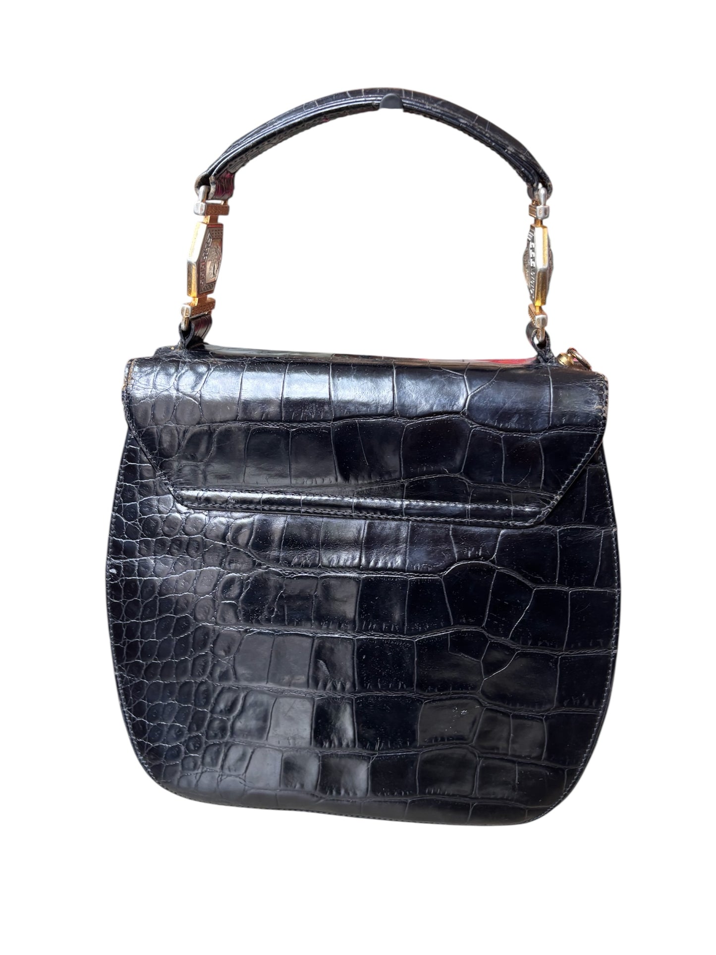 Versace Hand Bag Leather Black
