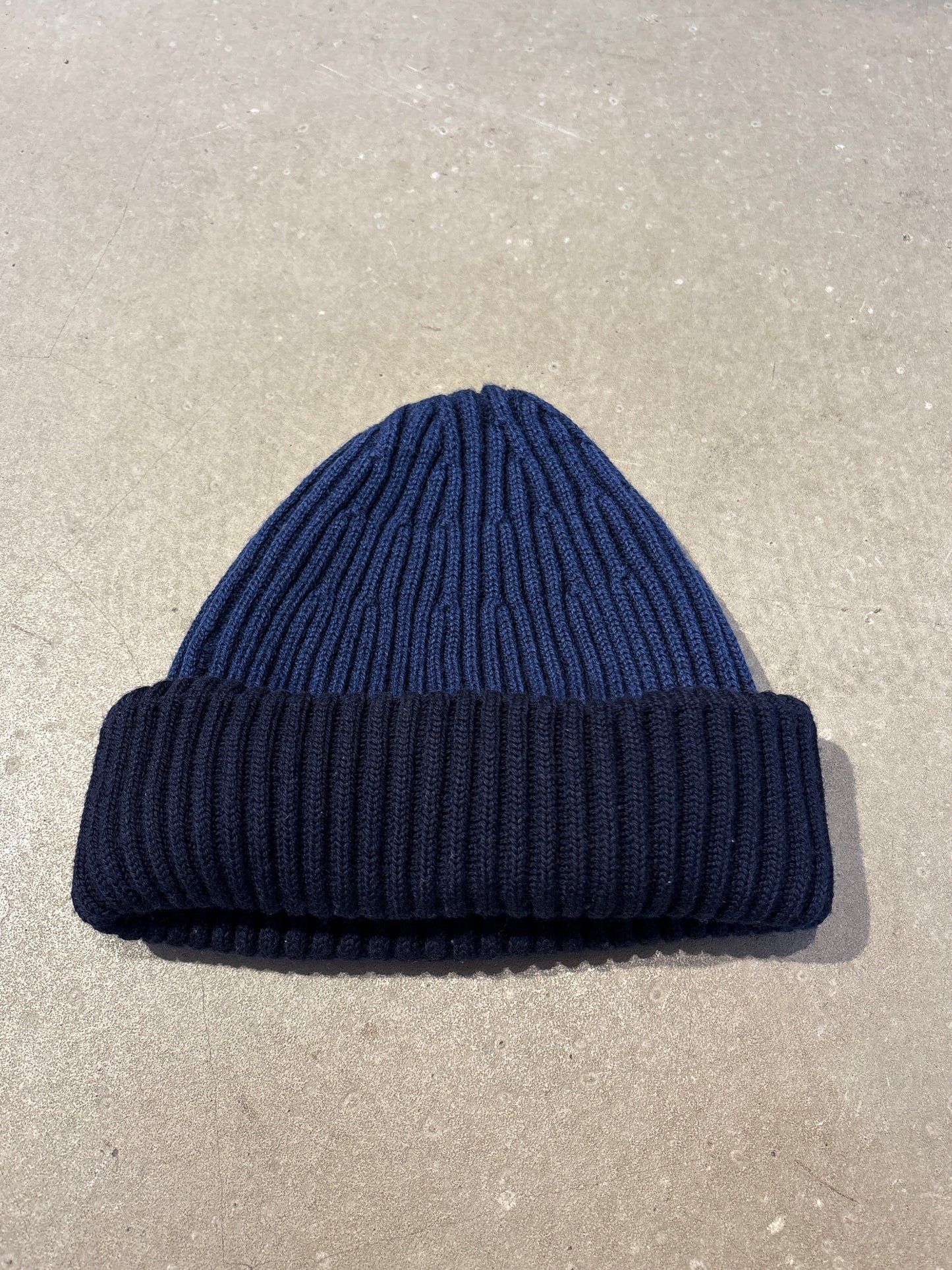 Stone Island Knitted Two Tone Badge Beanie Blue