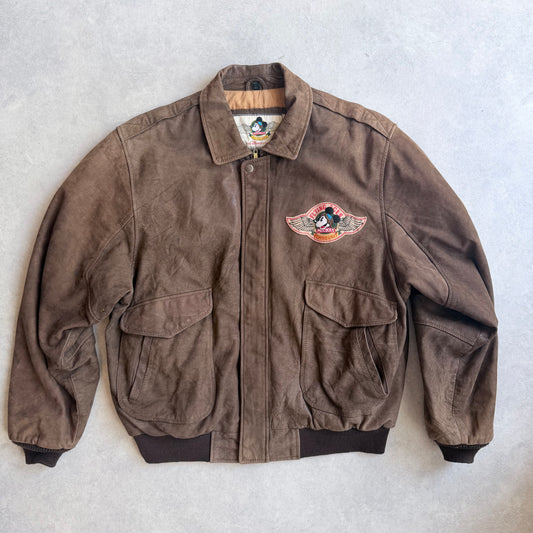 90s Micky Mouse Leather Flight Jacket XL