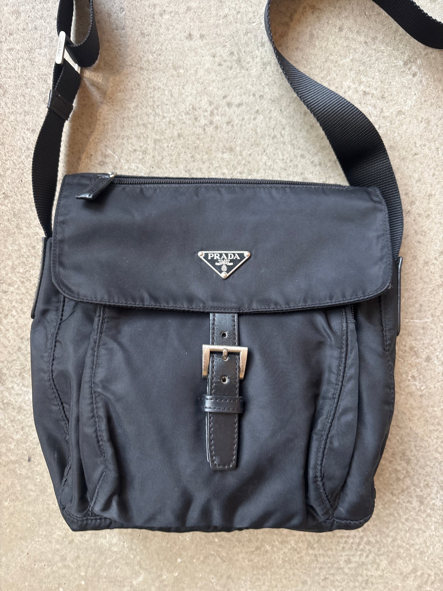 Prada Nylon Single Strap Messenger Bag Black