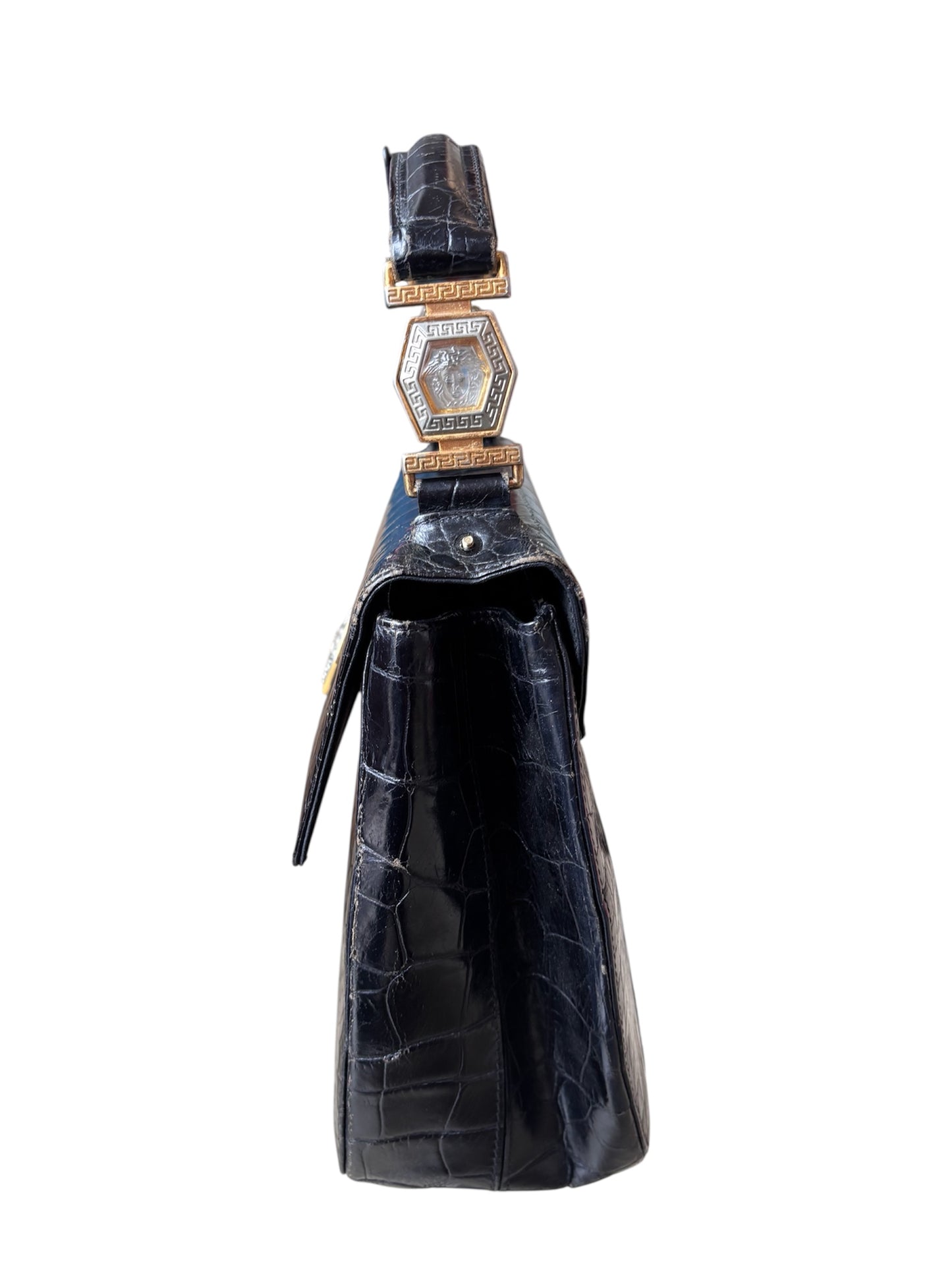 Versace Hand Bag Leather Black