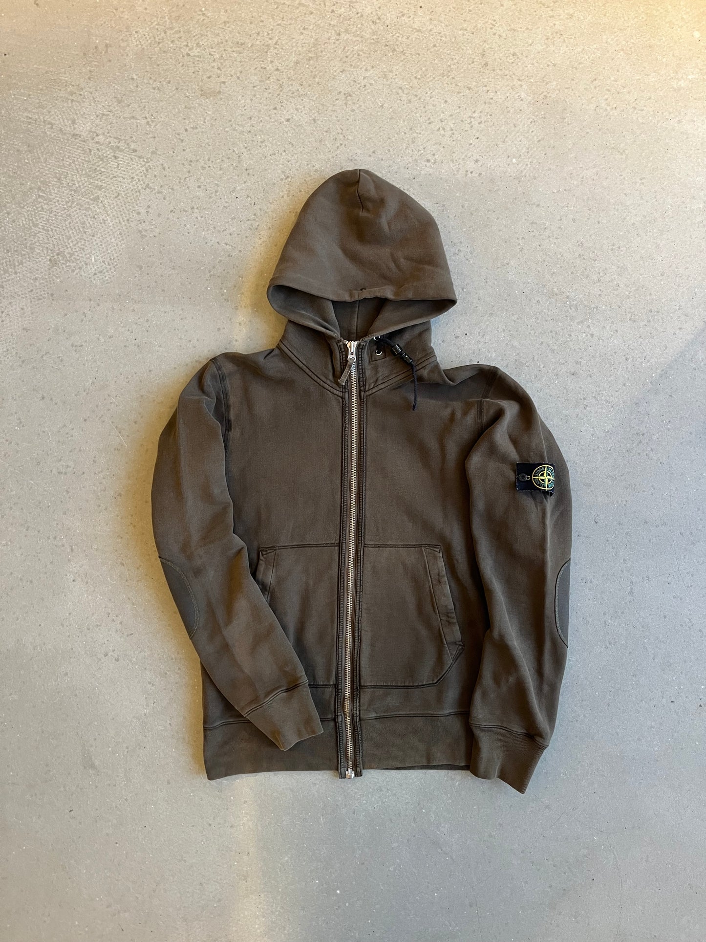 Vintage Stone Island Zip Up Hoodie Khaki XL