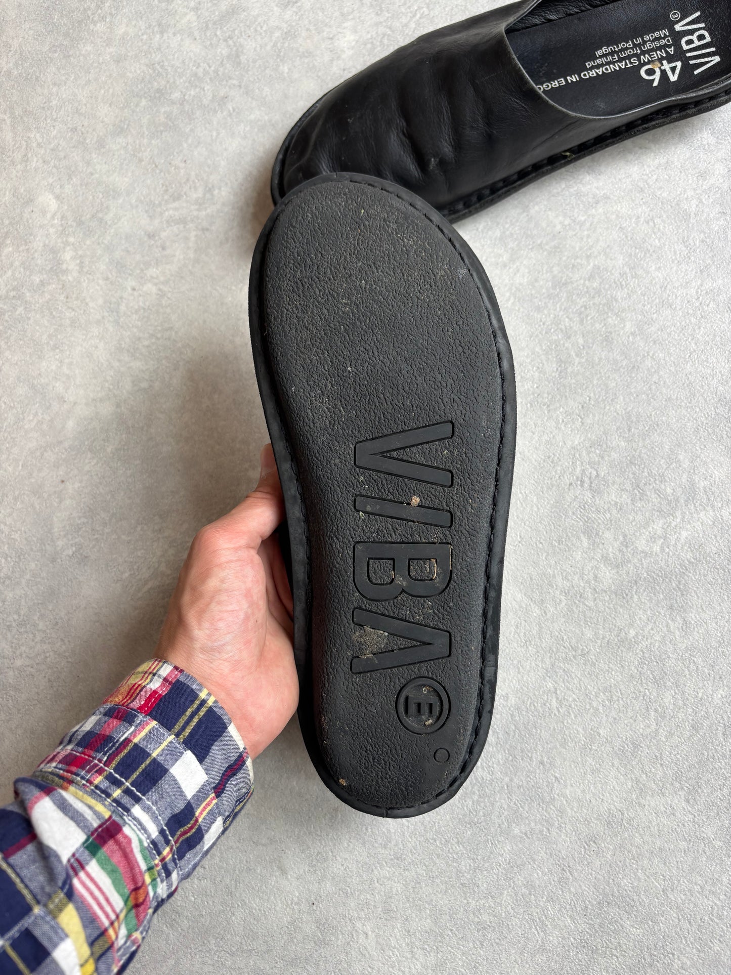 VIBAe Roma Leather Black Mule EU46
