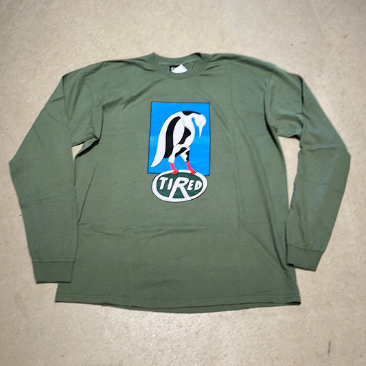 Tired Bird Longsleeve T-Shirt Olive Green