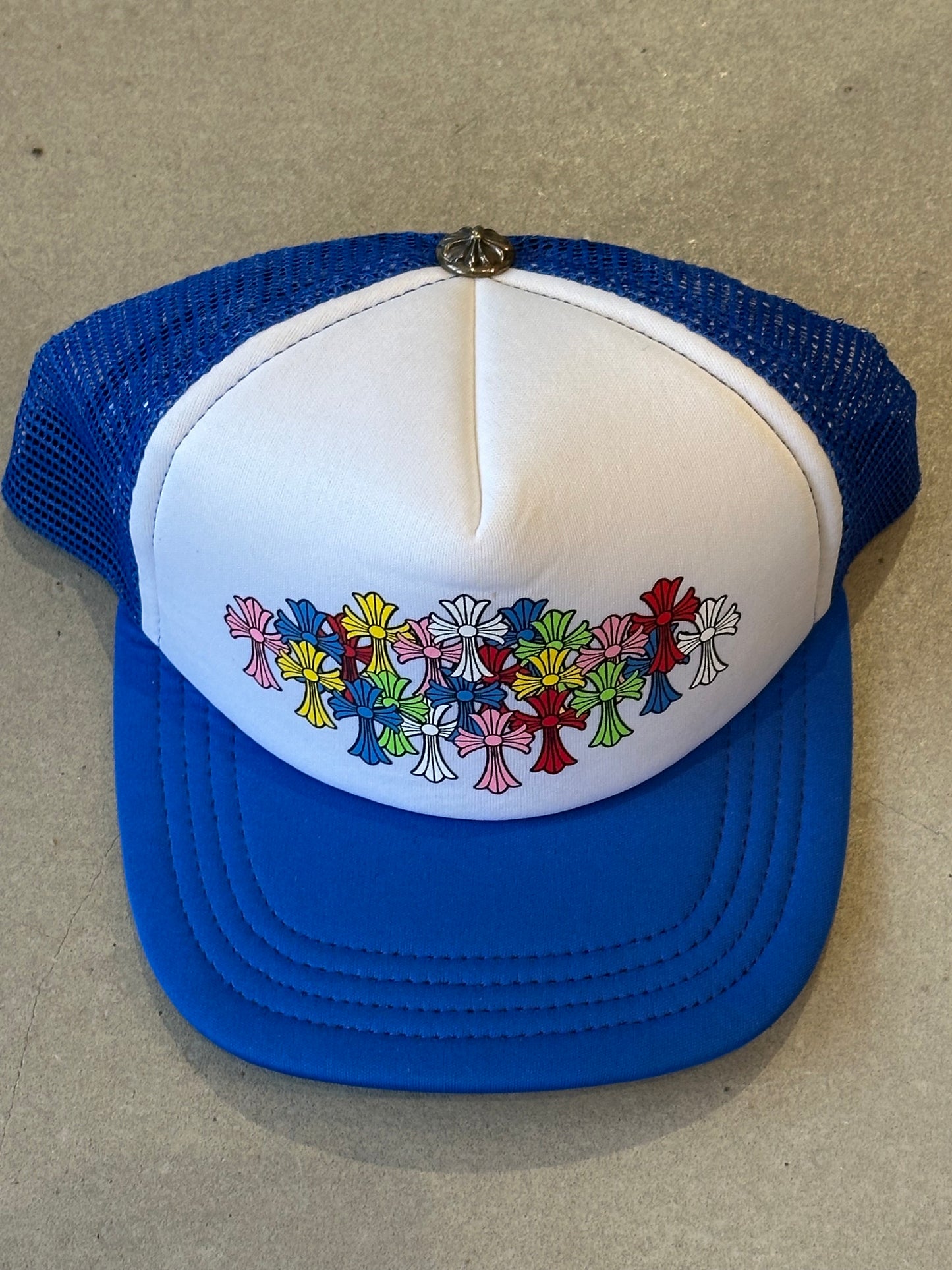 Chrome Hearts Multicolor Cross Trucker Hat "Blue"