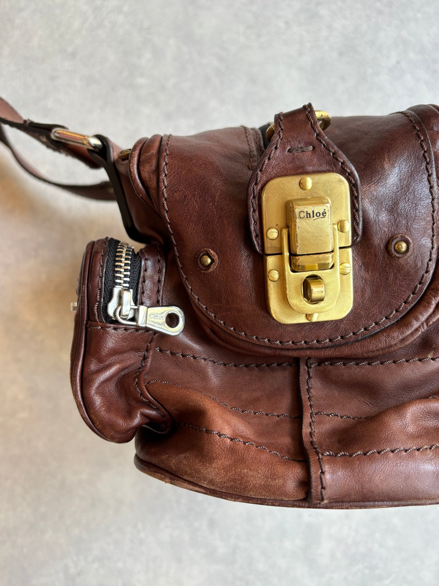 Chloé Paddington Padlock Handbag Brown Leather