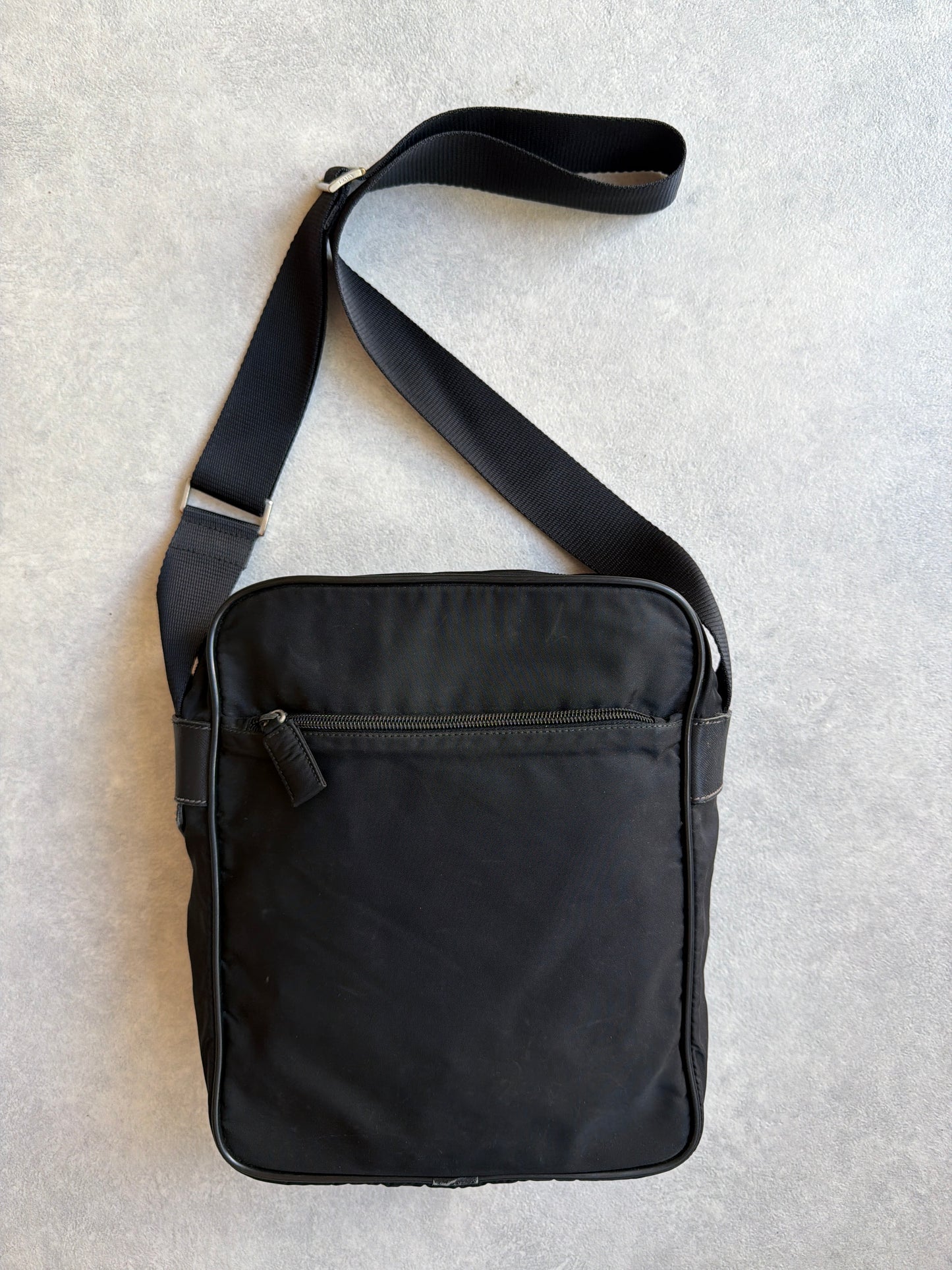 Prada Bag Nylon Messenger Bag Black Steel