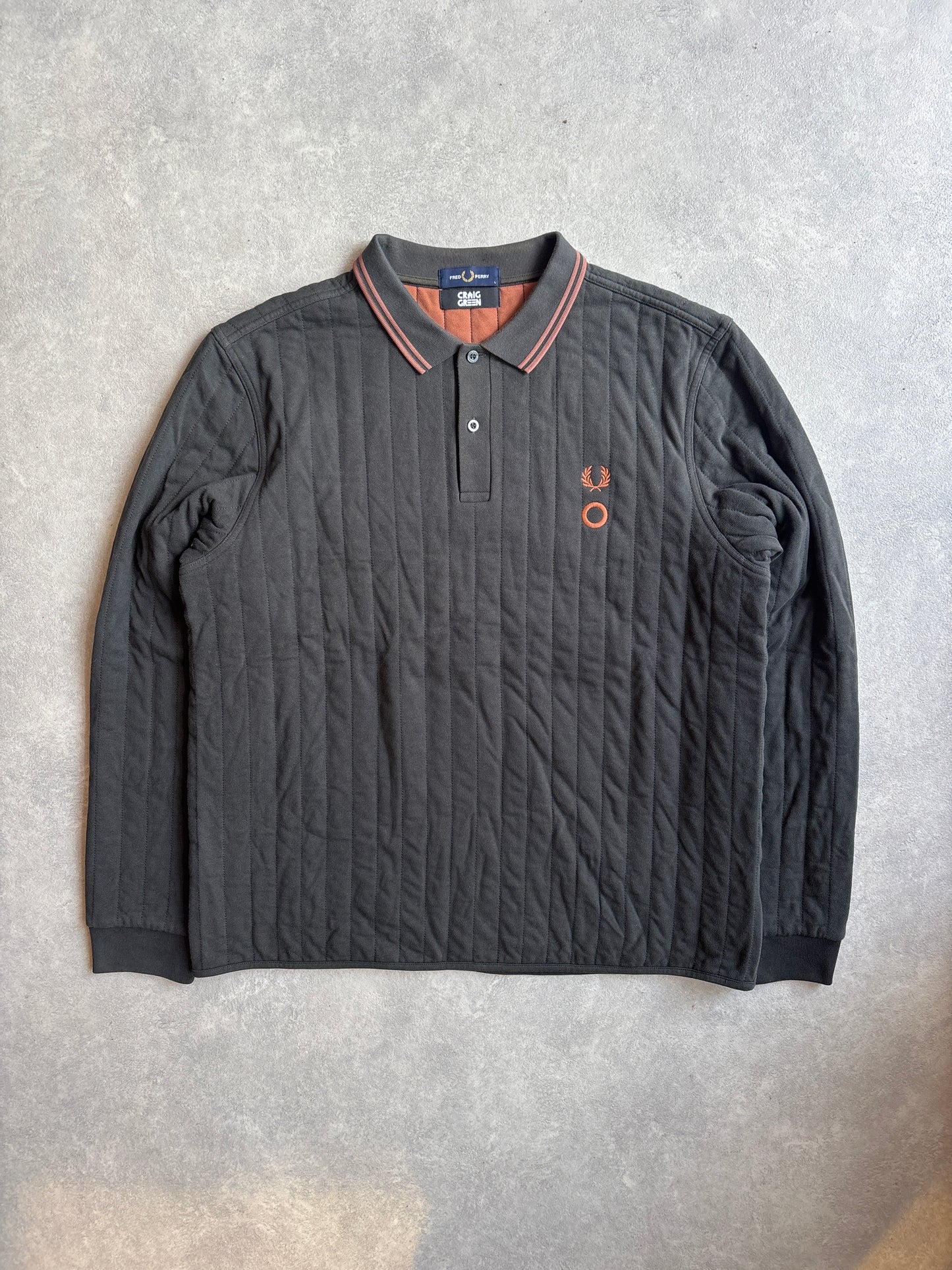 Fred Perry X Craig Green Quilted Polo Sweater Grey Large