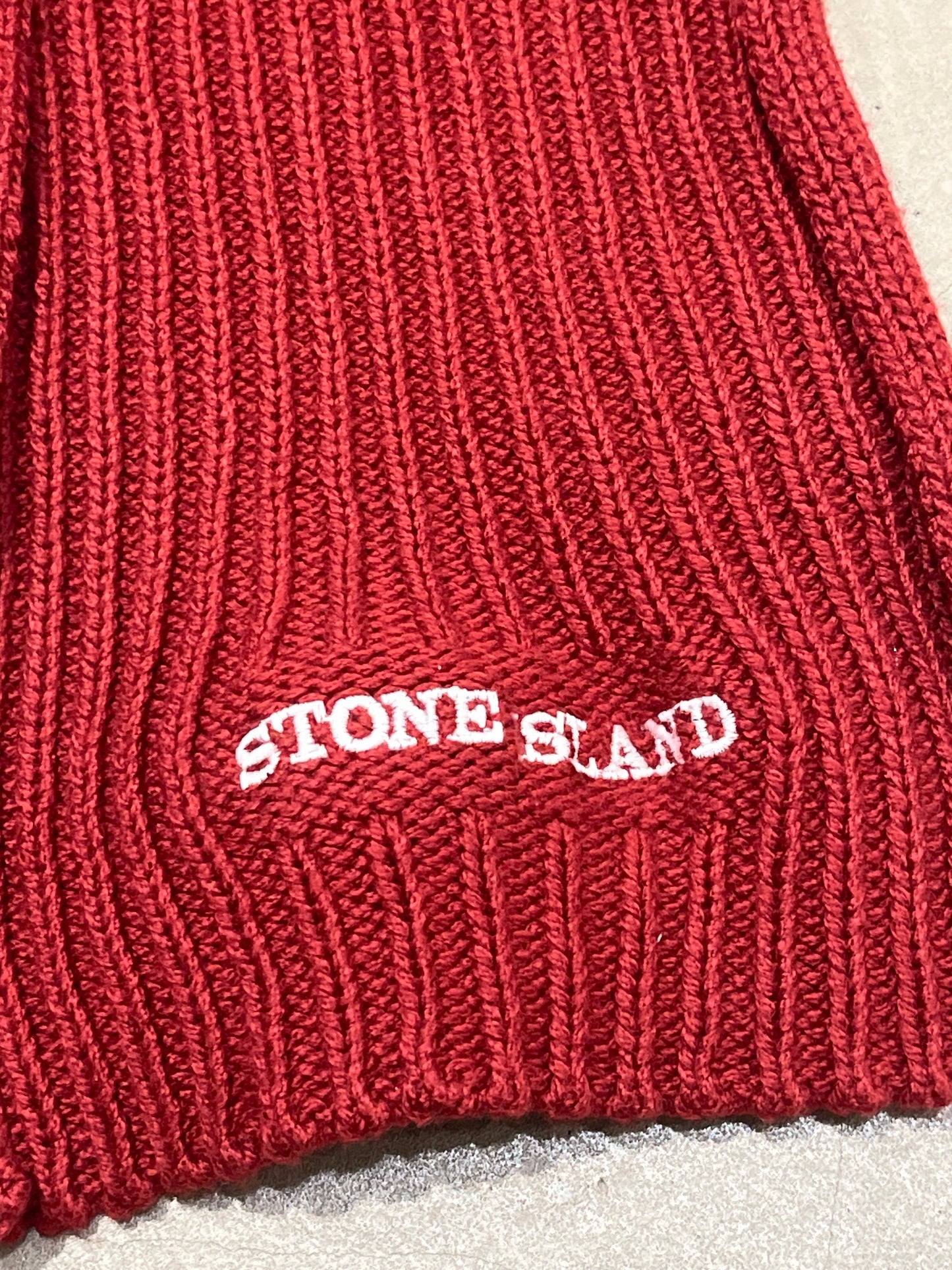 Vintage Stone Island Knitted Scarf Red