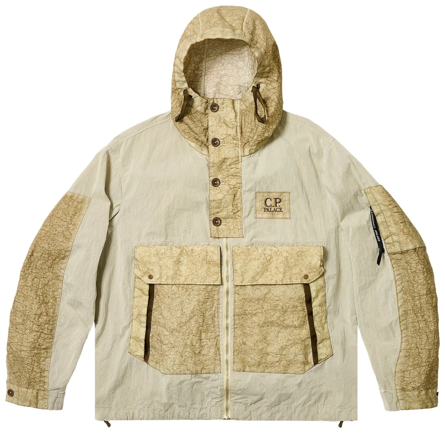 PALACE x C.P. Company 50 Fili Heavy Mixed Hooded Jacket Stone
