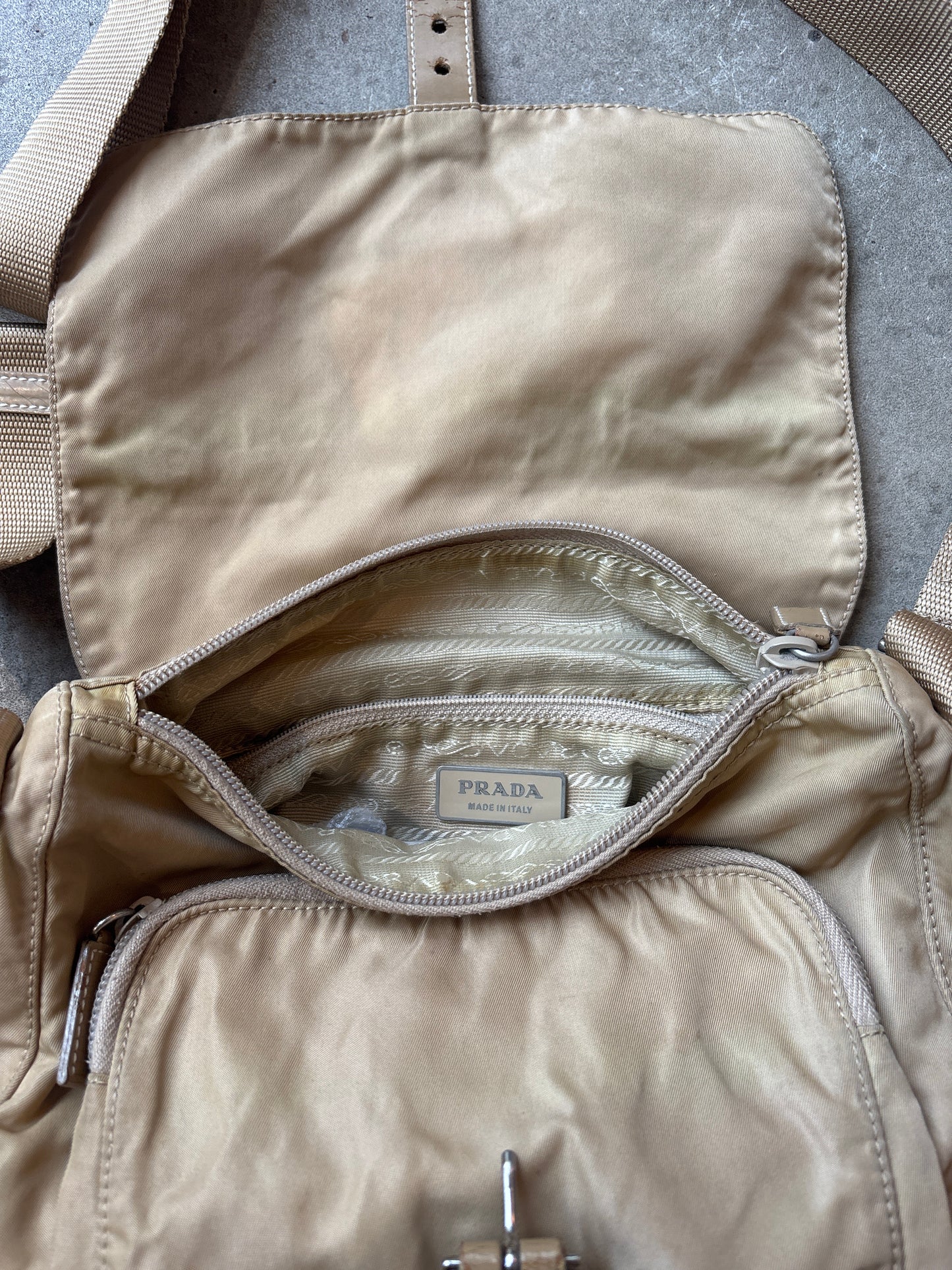 Prada Nylon Single Strap Messenger Bag Cream