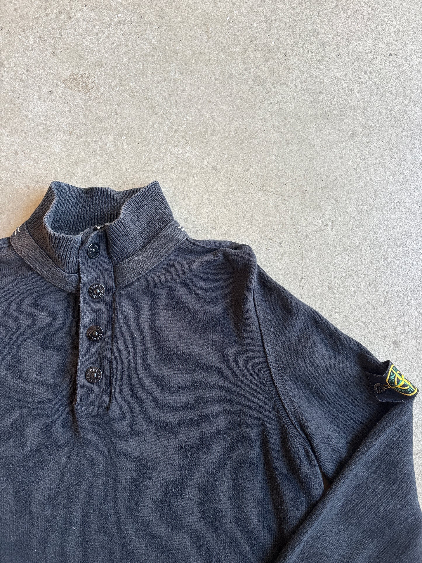 Vintage Stone Island Quarter Zip Sweater Black XXXL