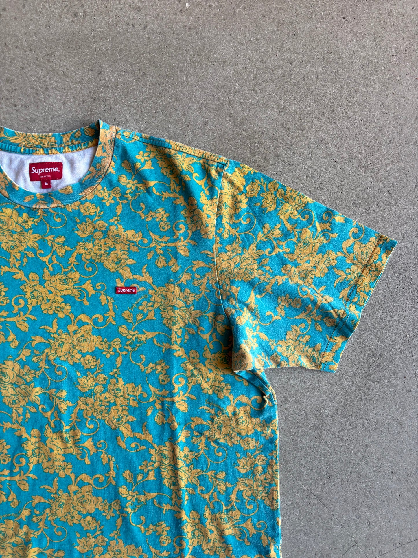 Supreme Mini Boxlogo Teal Floral Tee Medium