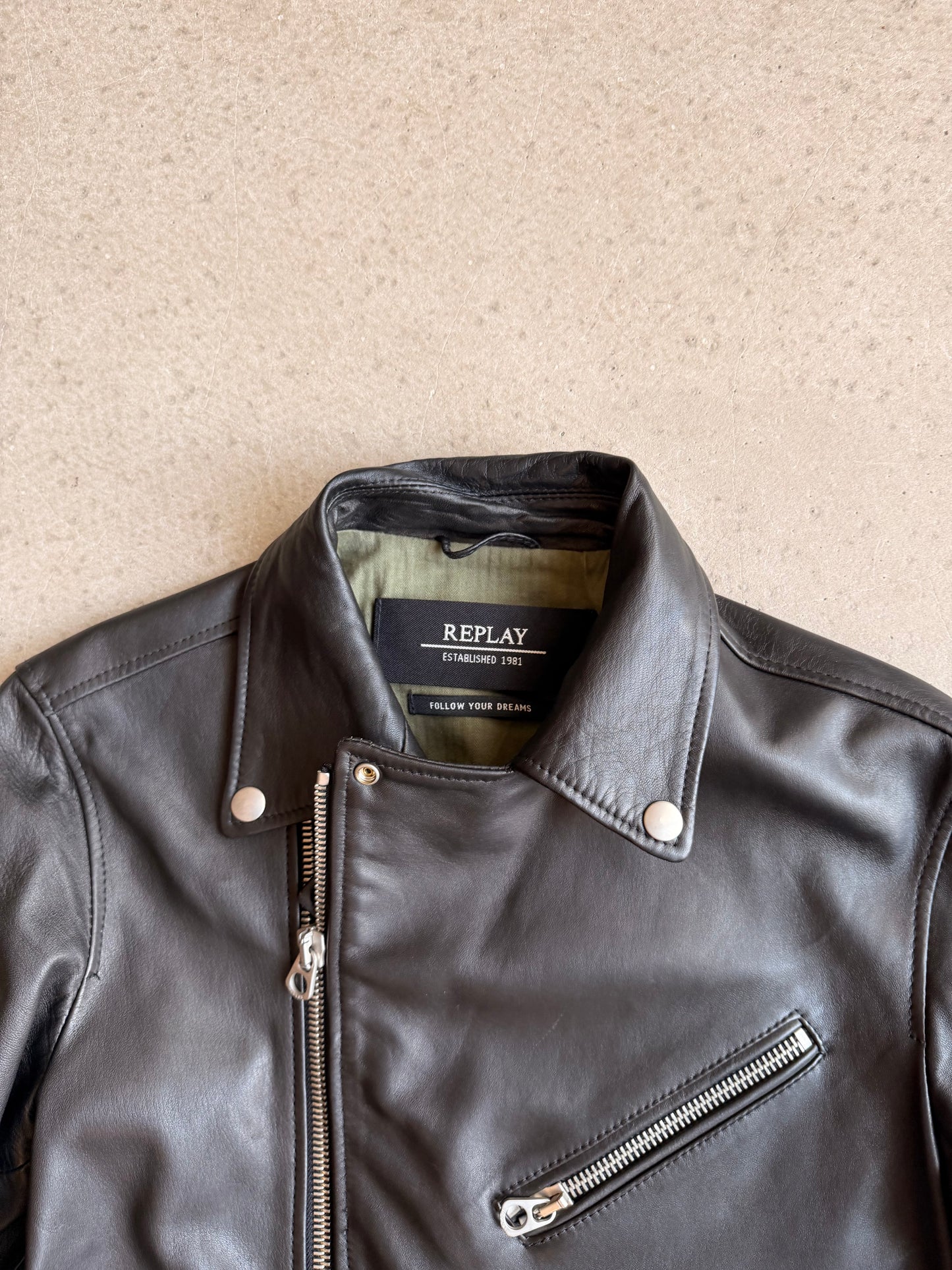 Replay Leather jacket BikerStyle Black M