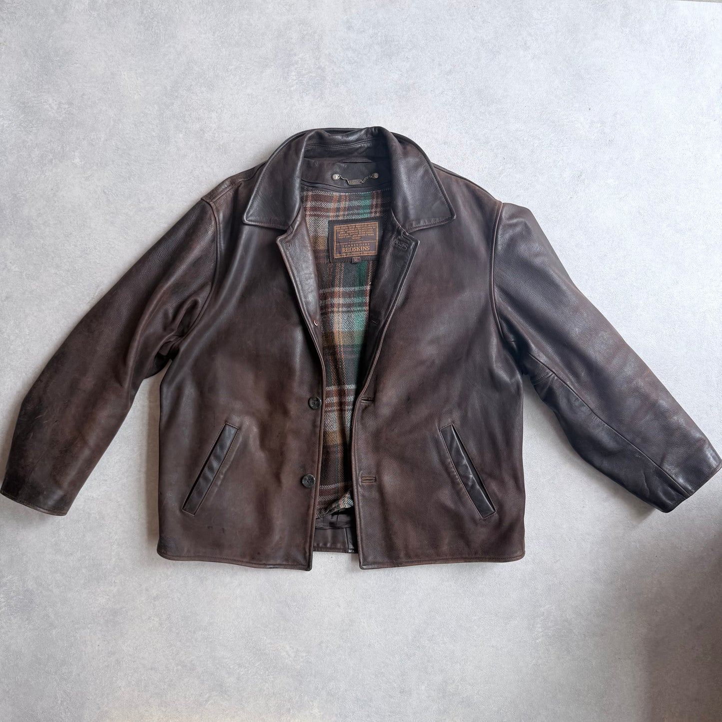 Redskins Brown Bomber Aviator Leather Jacket XL