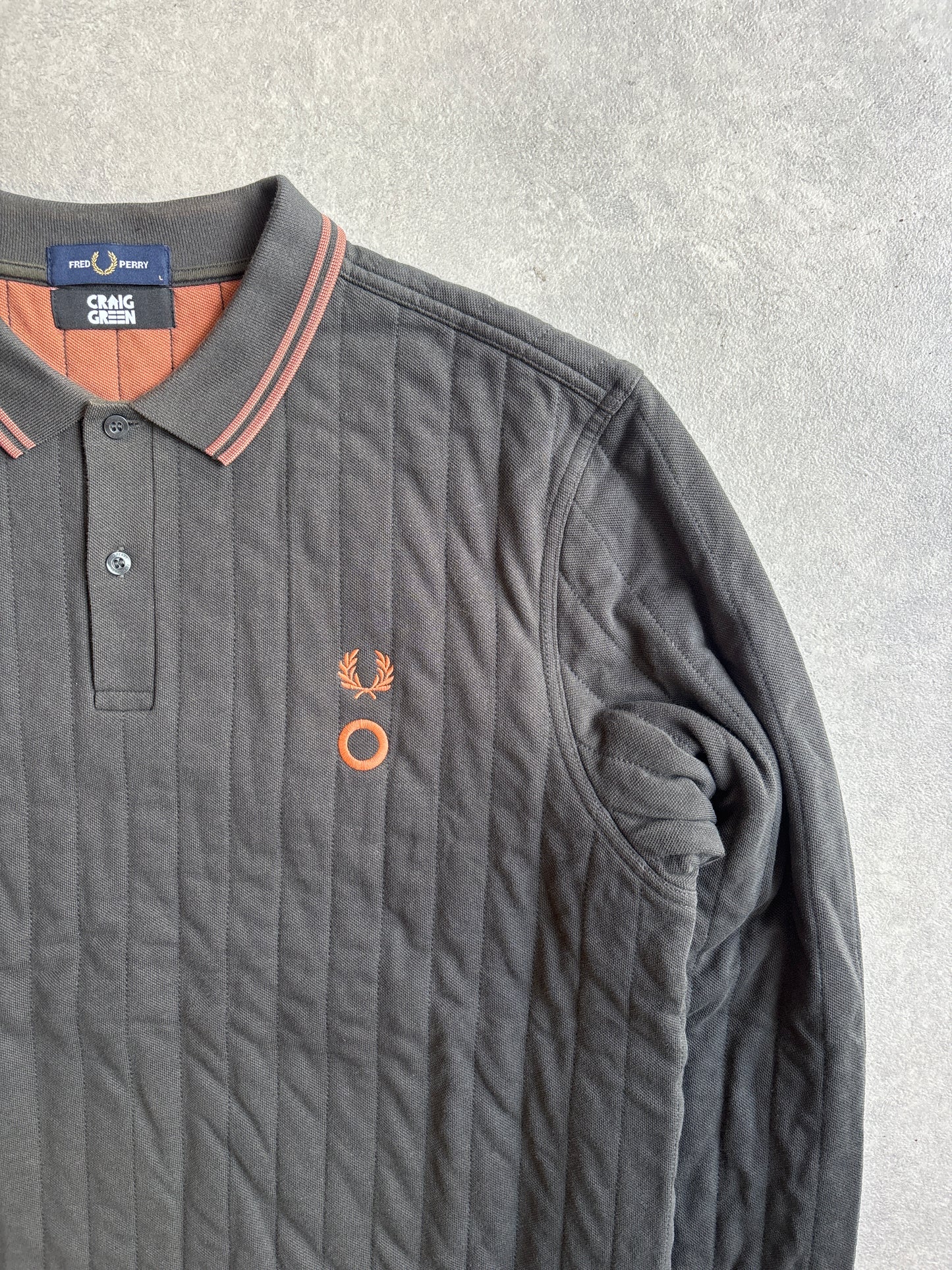 Fred Perry X Craig Green Quilted Polo Sweater Grey Large