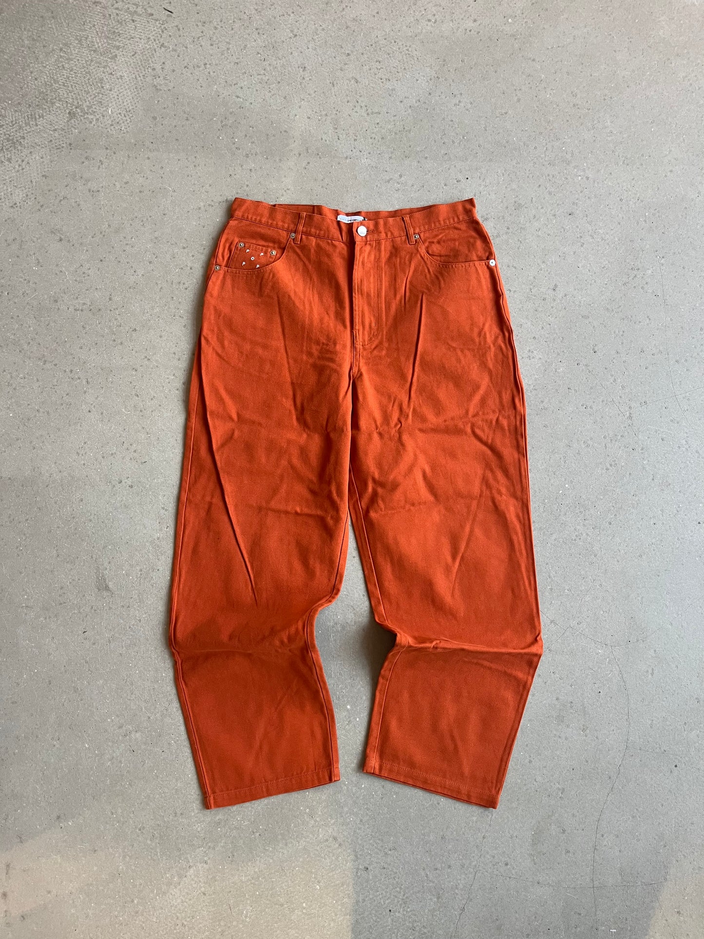 Pop Trading Company Baggy Orange Jeans Large