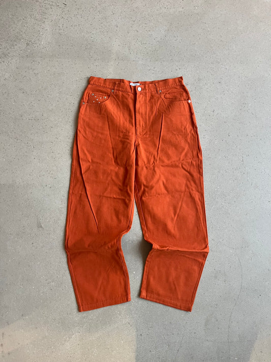Pop Trading Company Baggy Orange Jeans Large