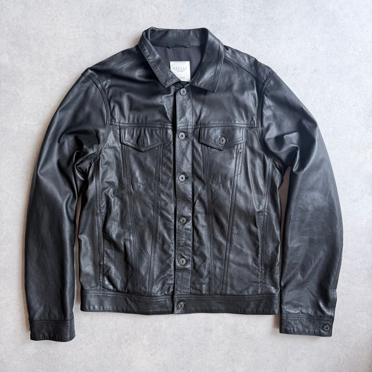 Replay Leather Denim Jacket XL