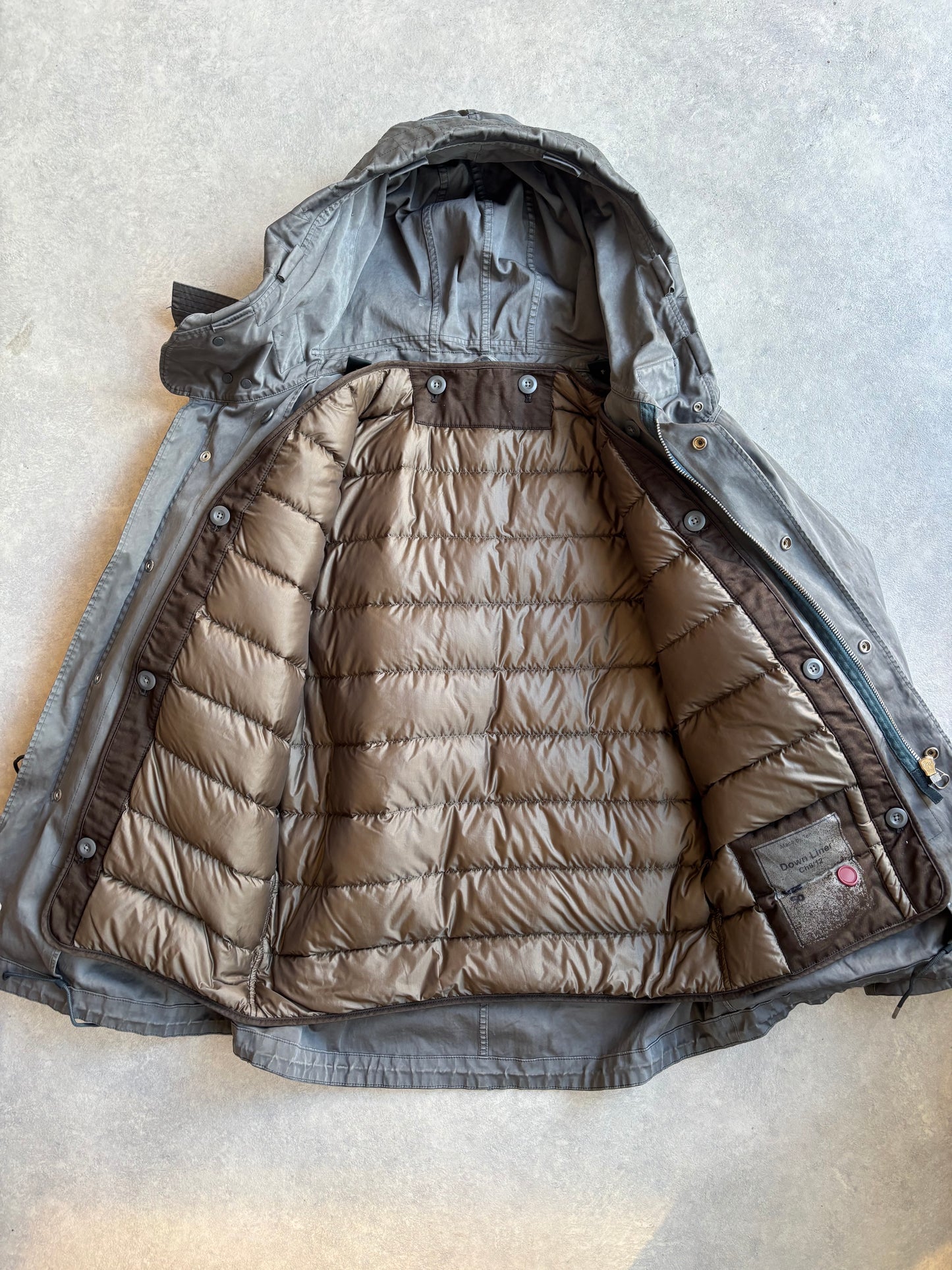 Ten C Down Lined + Hooded Parka Grey M