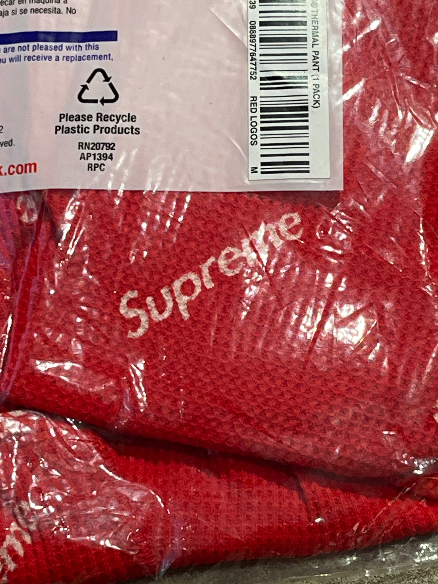 Supreme Hanes Thermal Pant (1 Pack) Red Logos