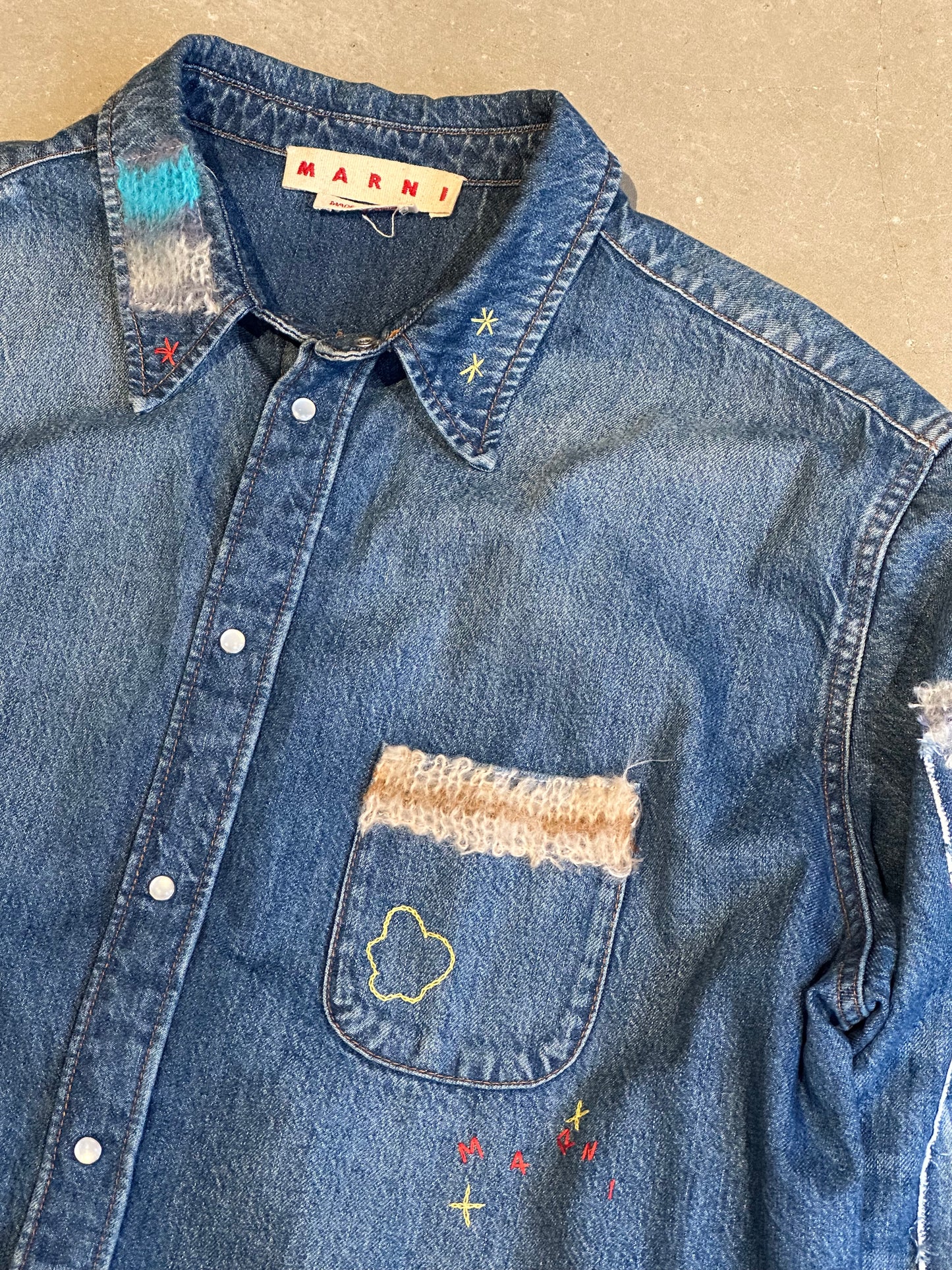 Marni Denim Mohair-patch Shirt Size 58 (XXXL)