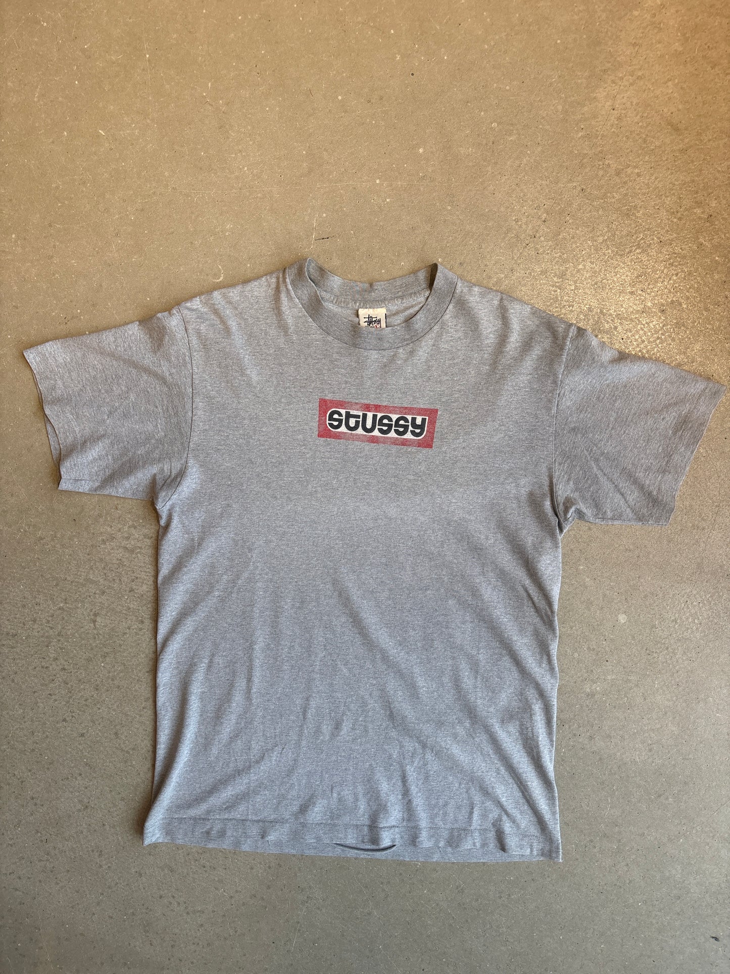 Stussy Box Logo Grey L Early 90's