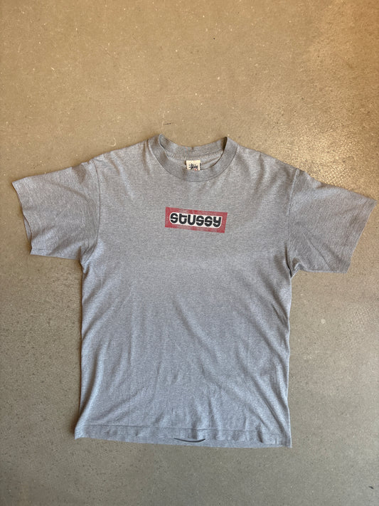 Stussy Box Logo Grey L Early 90's