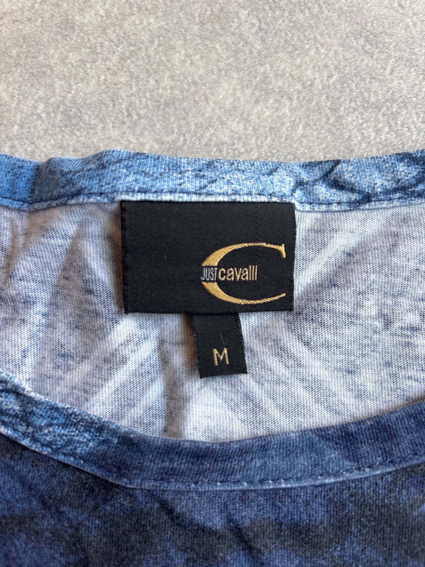Just Cavalli Blue Snakeskin Tee Medium