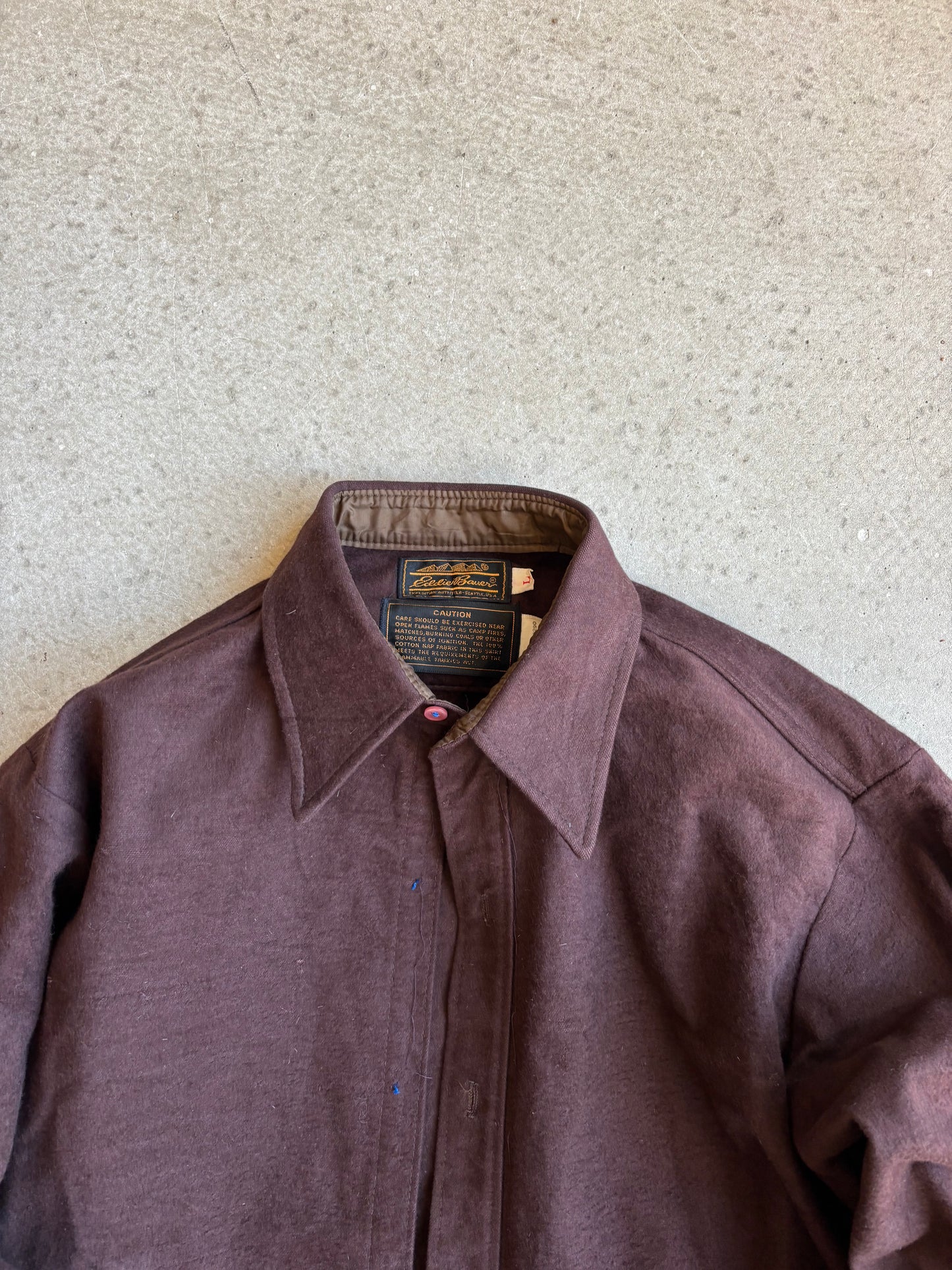 Eddie Bauer Buttonless Custom Shirt Brown Large