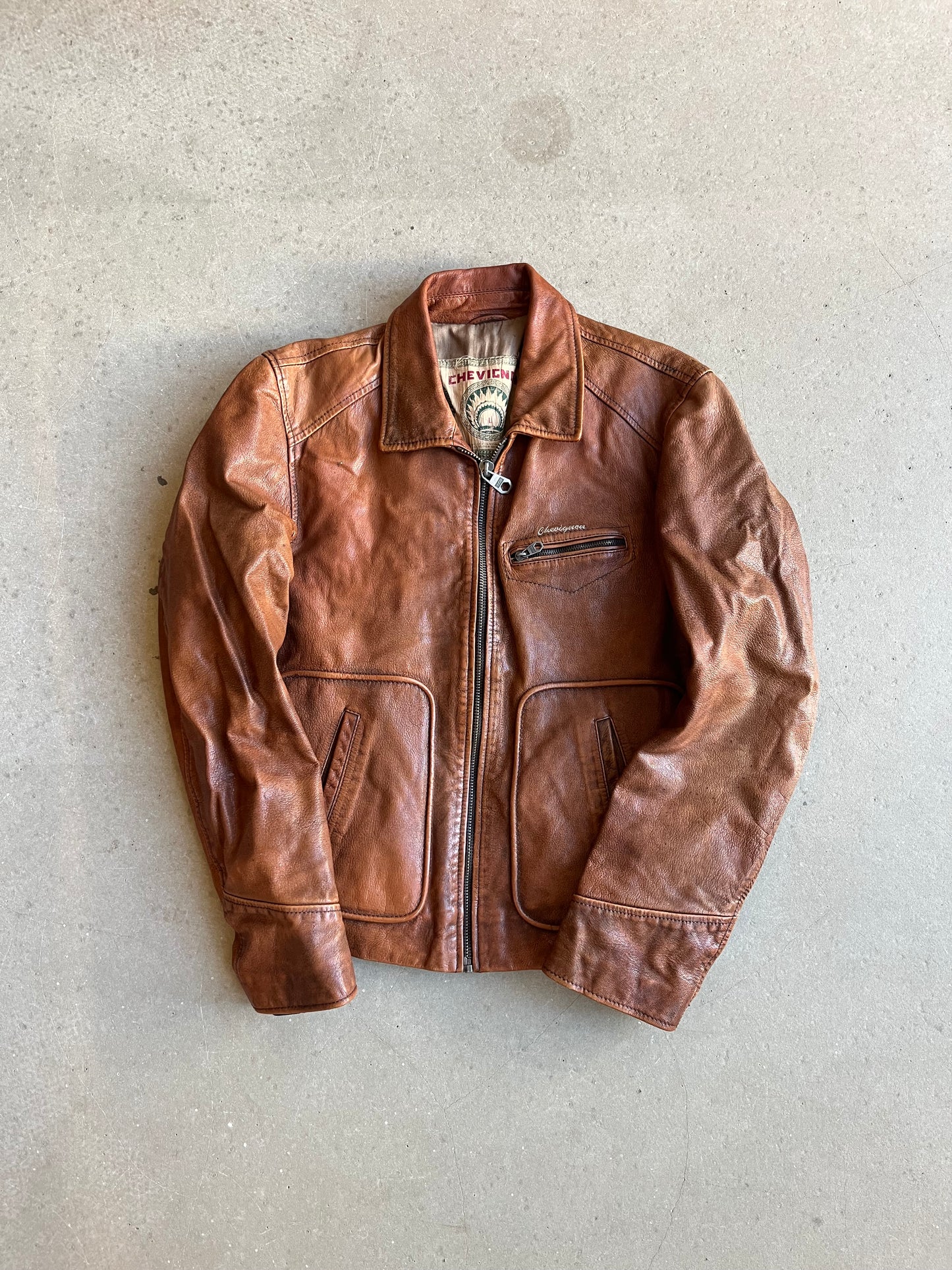 Chevignon Brown Leather Jacket Large