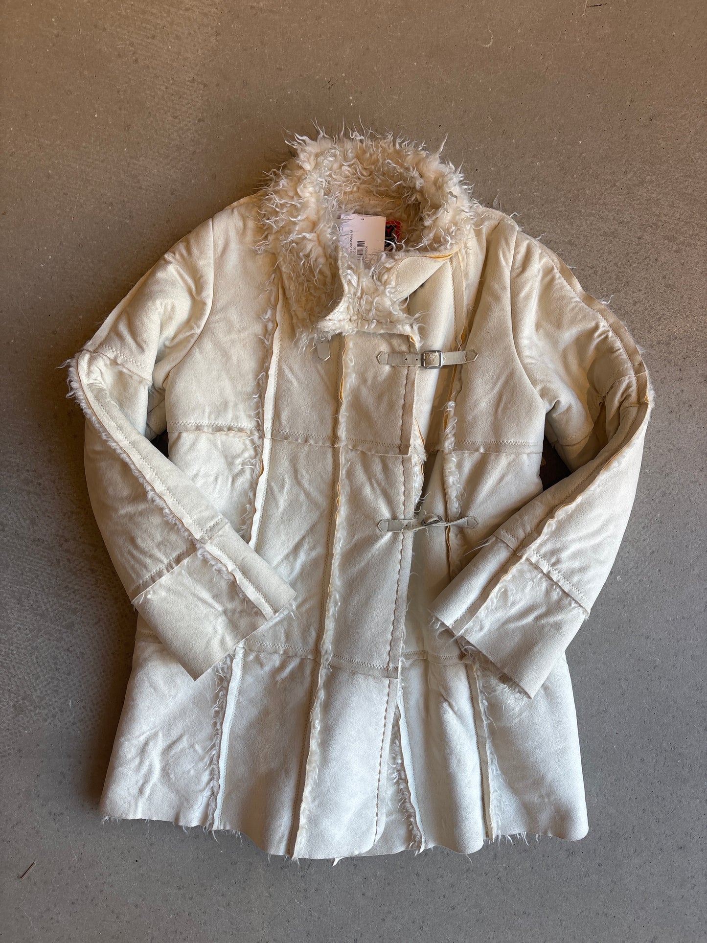 DKNY Faux Fur Coat White M