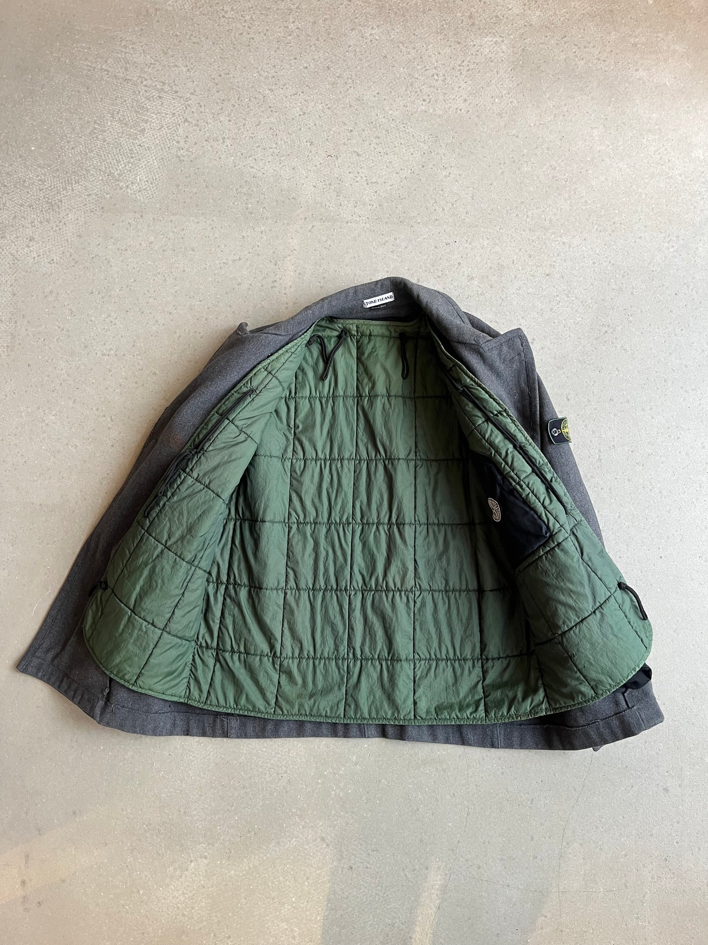 Vintage Stone Island Wool Double Breasted Coat Grey Large