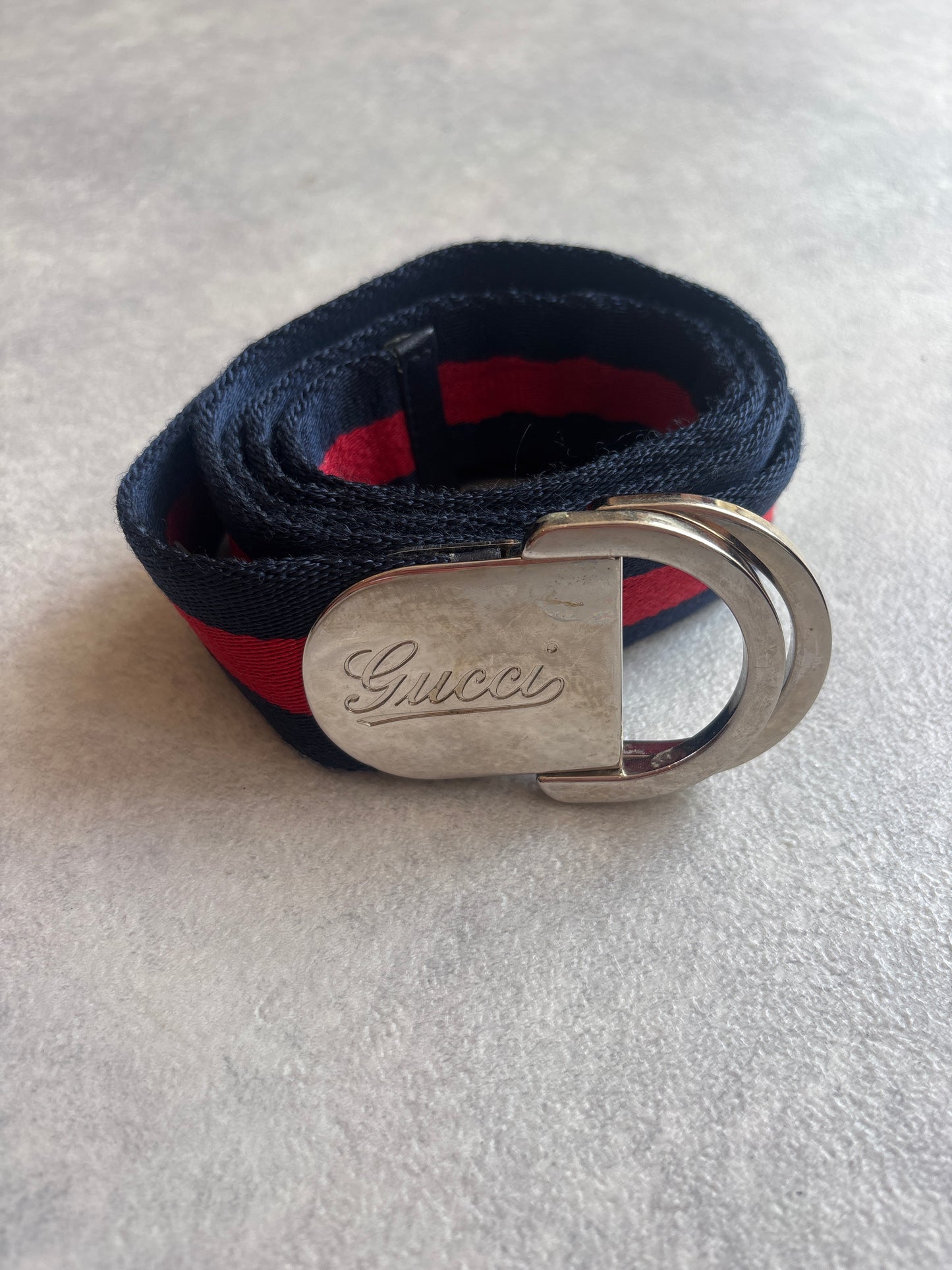 Gucci Cloth Belt Blue Red