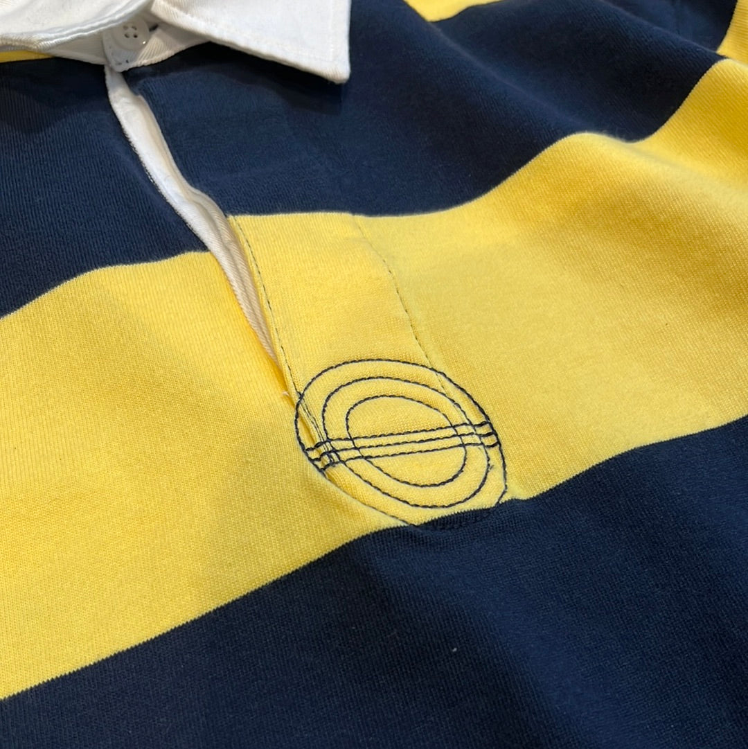 Pop Striped Logo Rugby Polo Sweat Yellow Navy M