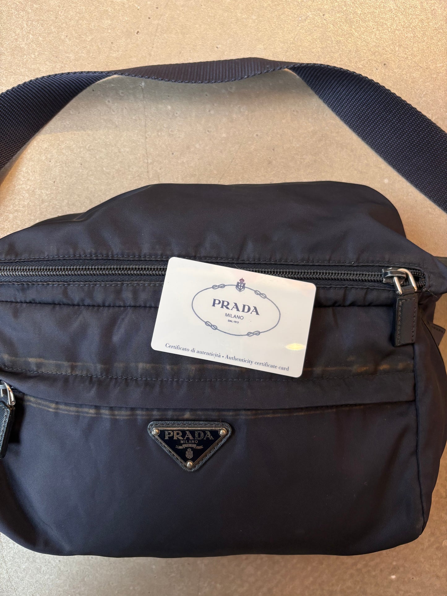 Prada Nylon Biker Messenger Bag Navy