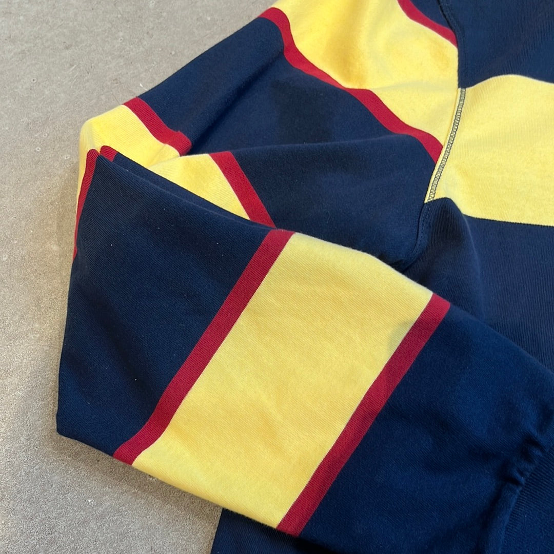 Pop Striped Logo Rugby Polo Sweat Yellow Navy M