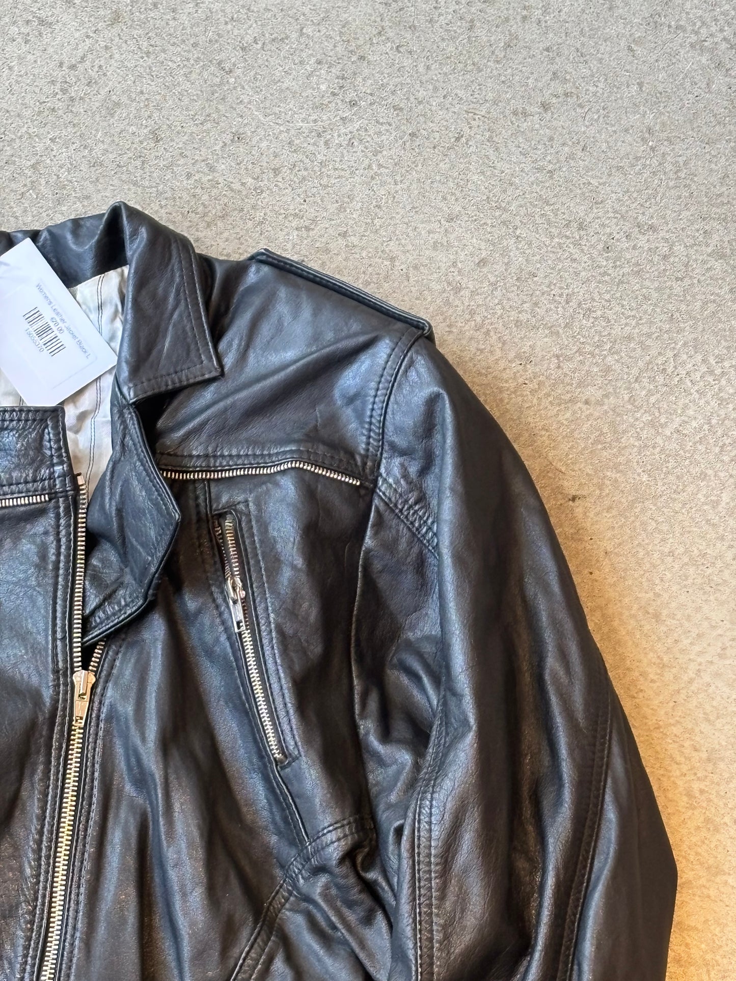Womens Leather Jacket Black L