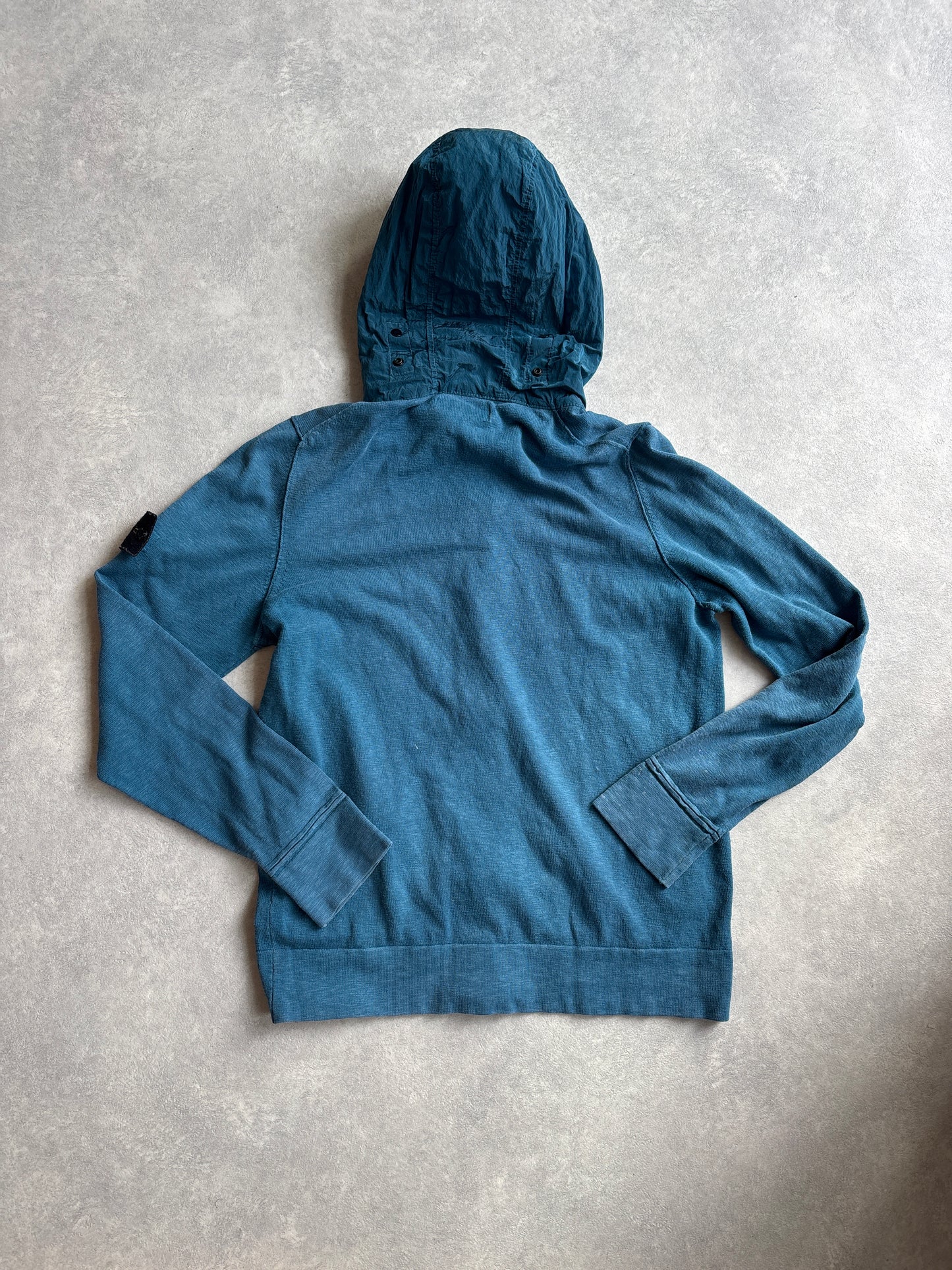 Stone Island Zip Up Garment Dyed Hoodie L