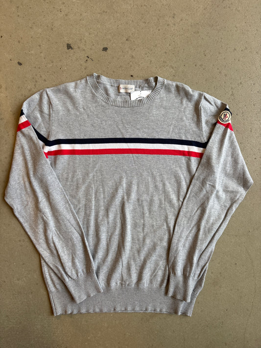 Moncler Wool Sweater Tricolour Stripe Grey S