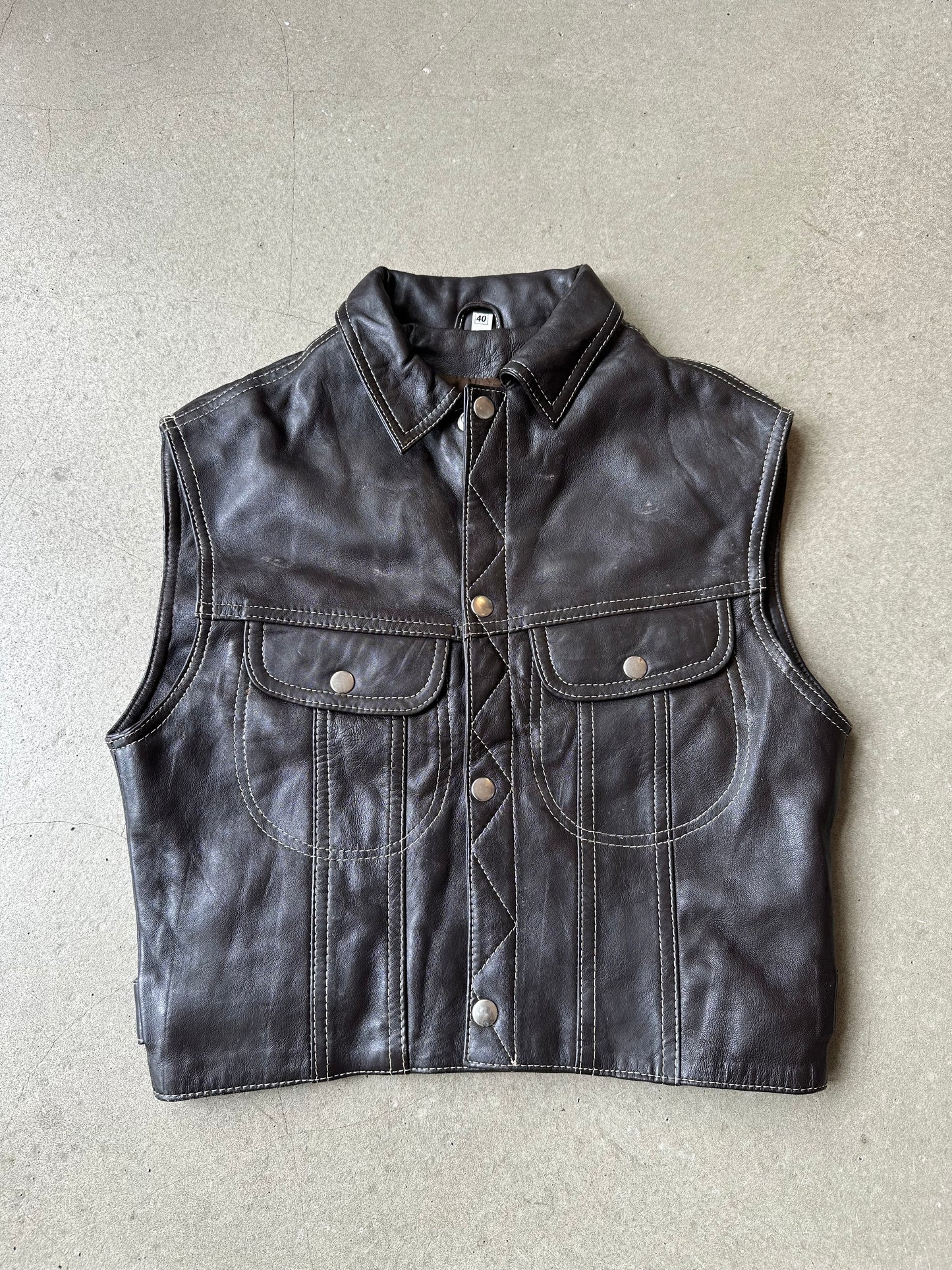 Leather Vest Brown  Size 40