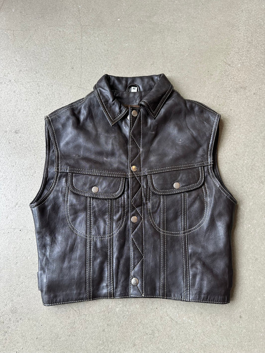 Leather Vest Brown  Size 40