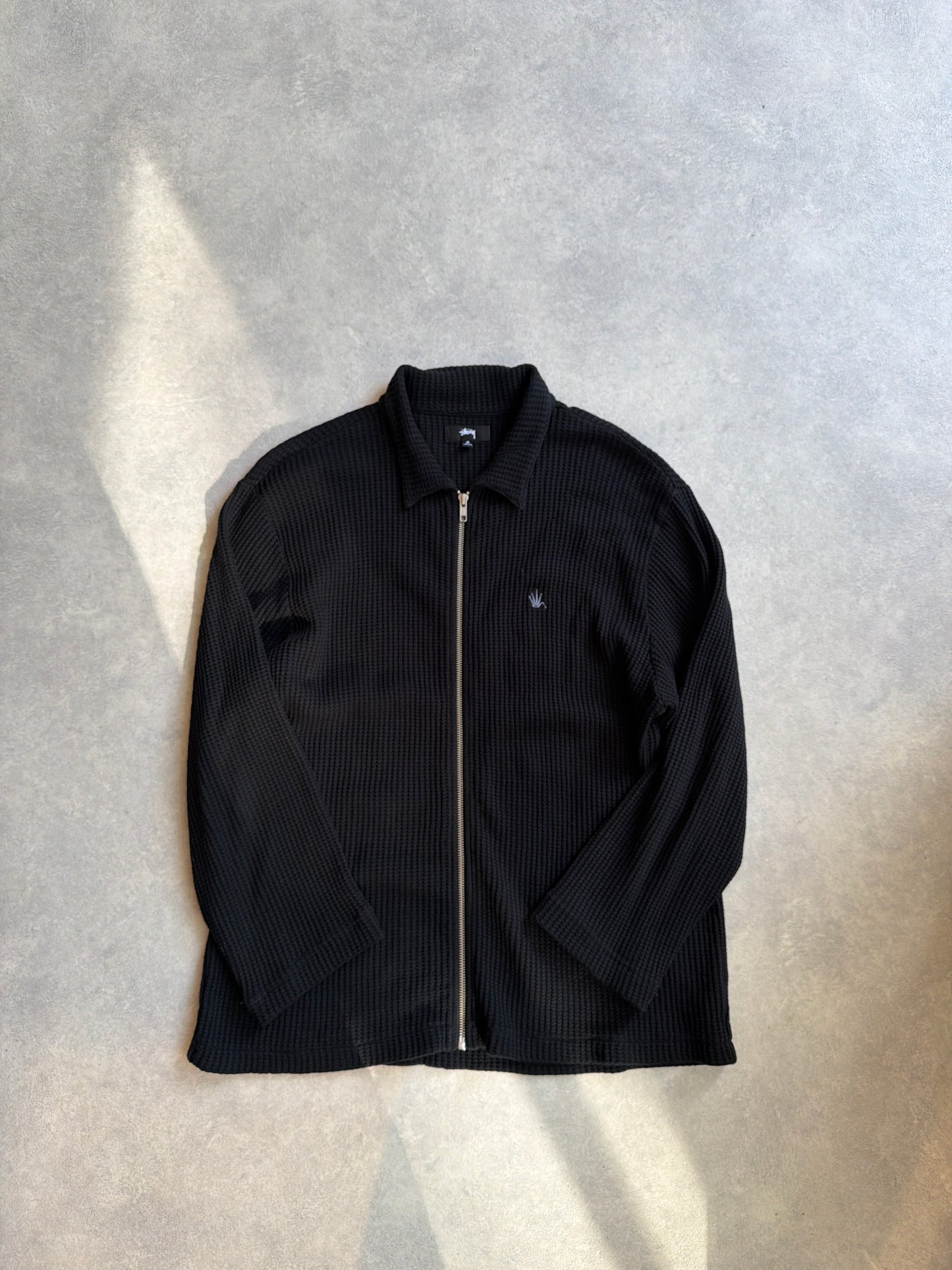 Stussy Waffle Zip Up Sweater Medium