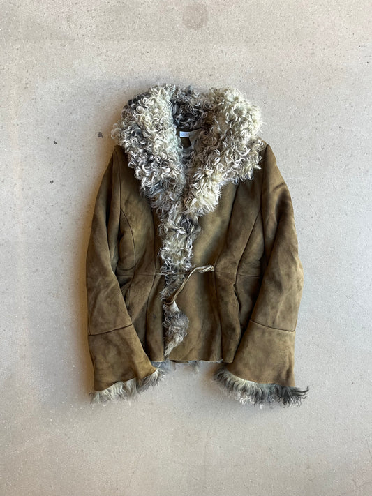 Strenesse Sheepskin Coat Green Size 40