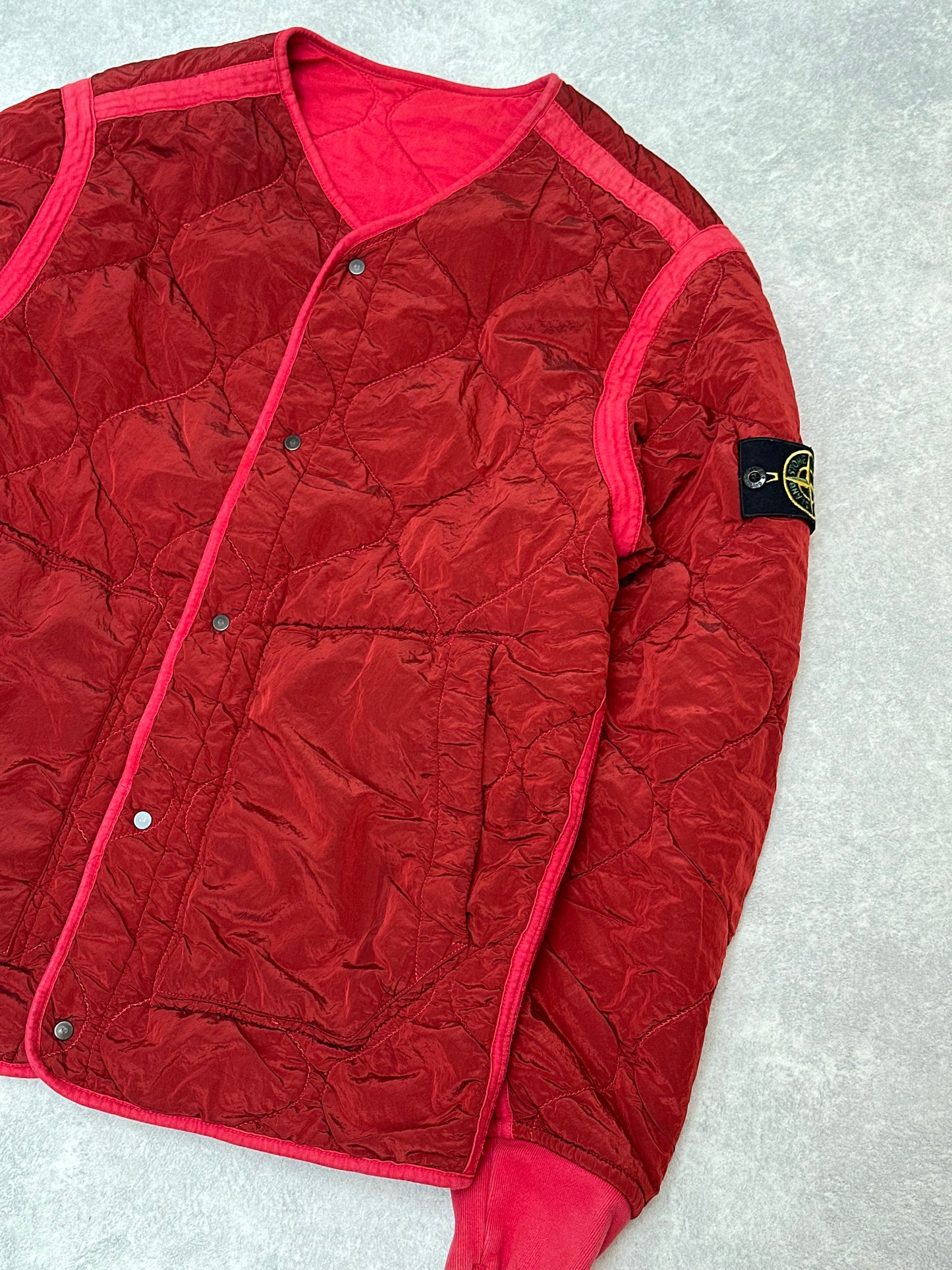 Stone Island Garment Quilted Jacket Reversible Red XL (L)