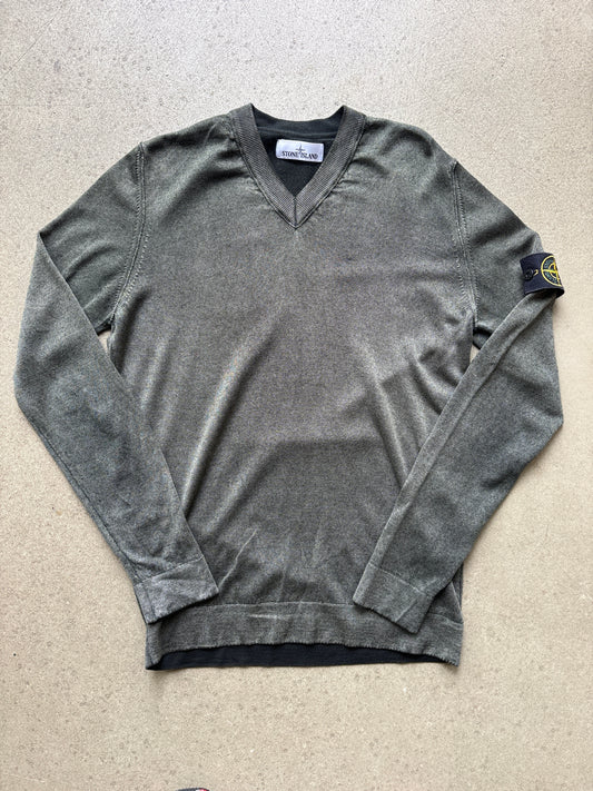 Stone Island Knit V-neck Sweater Green M