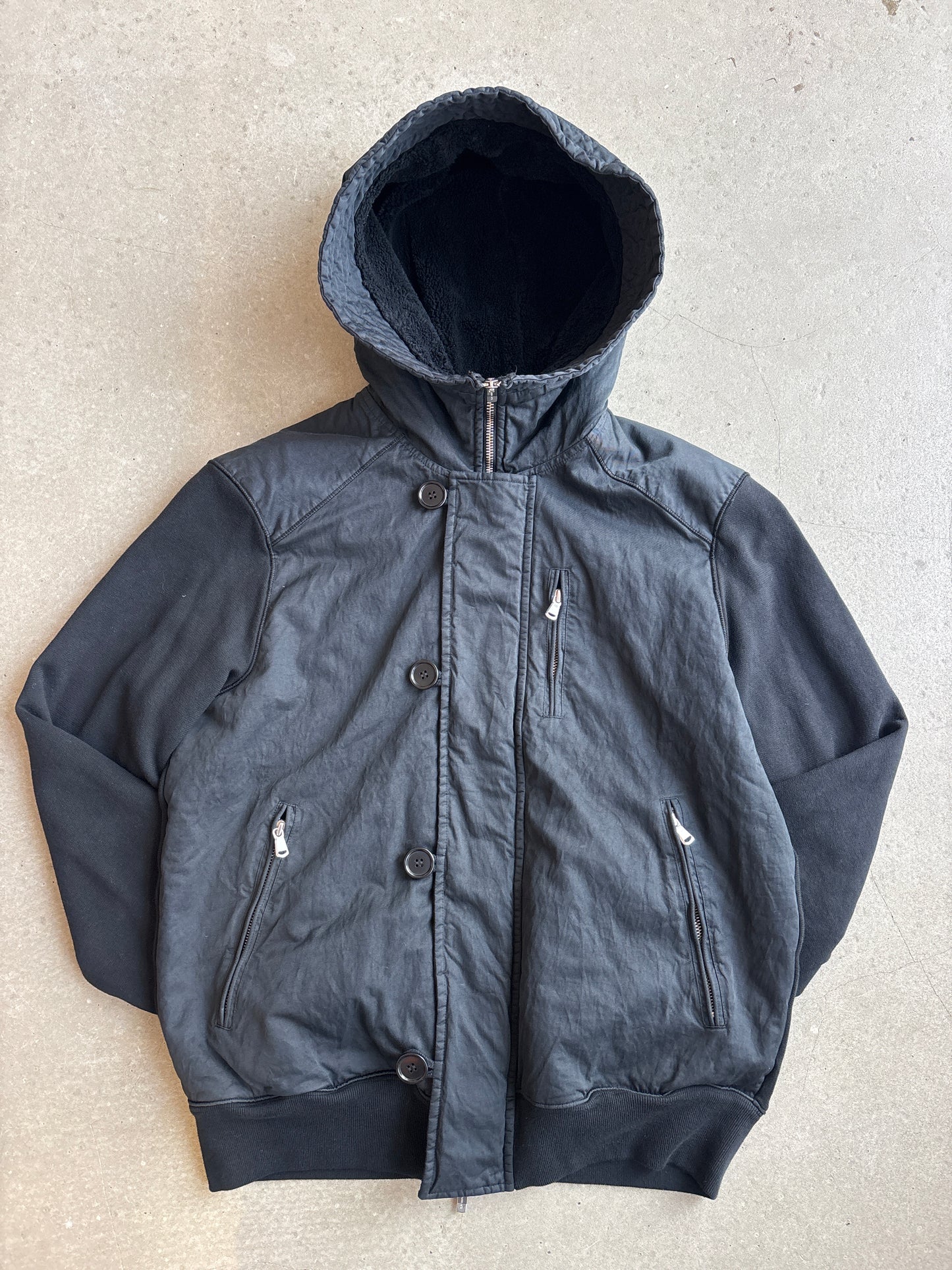 Vintage CP Company Hooded Exploder Bomber Black Large