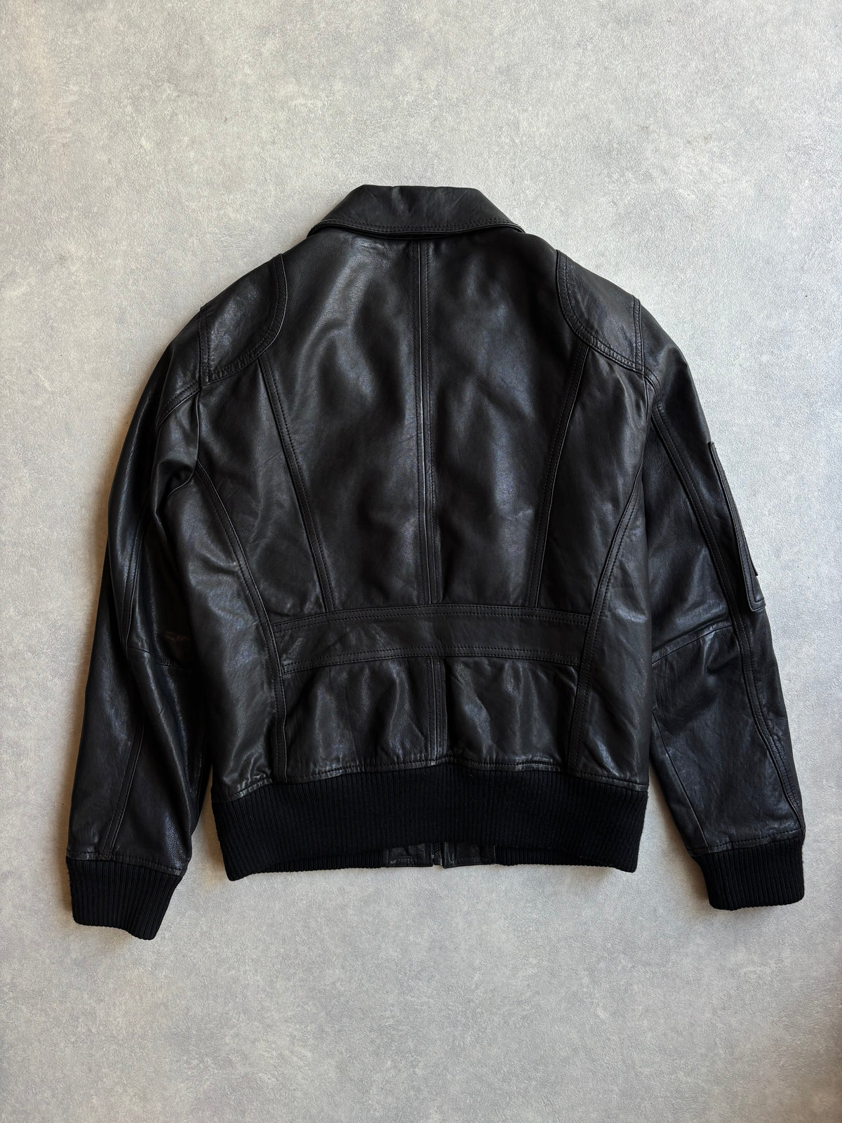 D&G Lambskin Leather Aviator Jacket Black 56