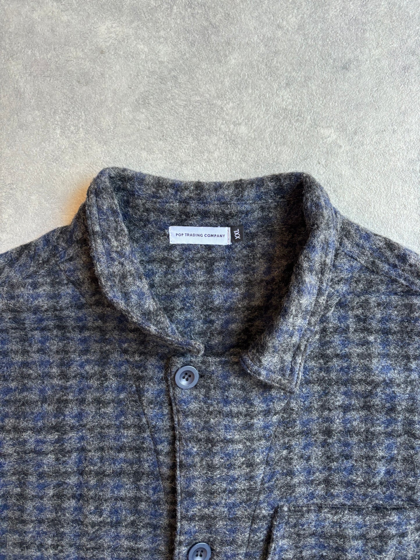 Pop Trading Company Wool Pocket Checkered Vest Grey XXL